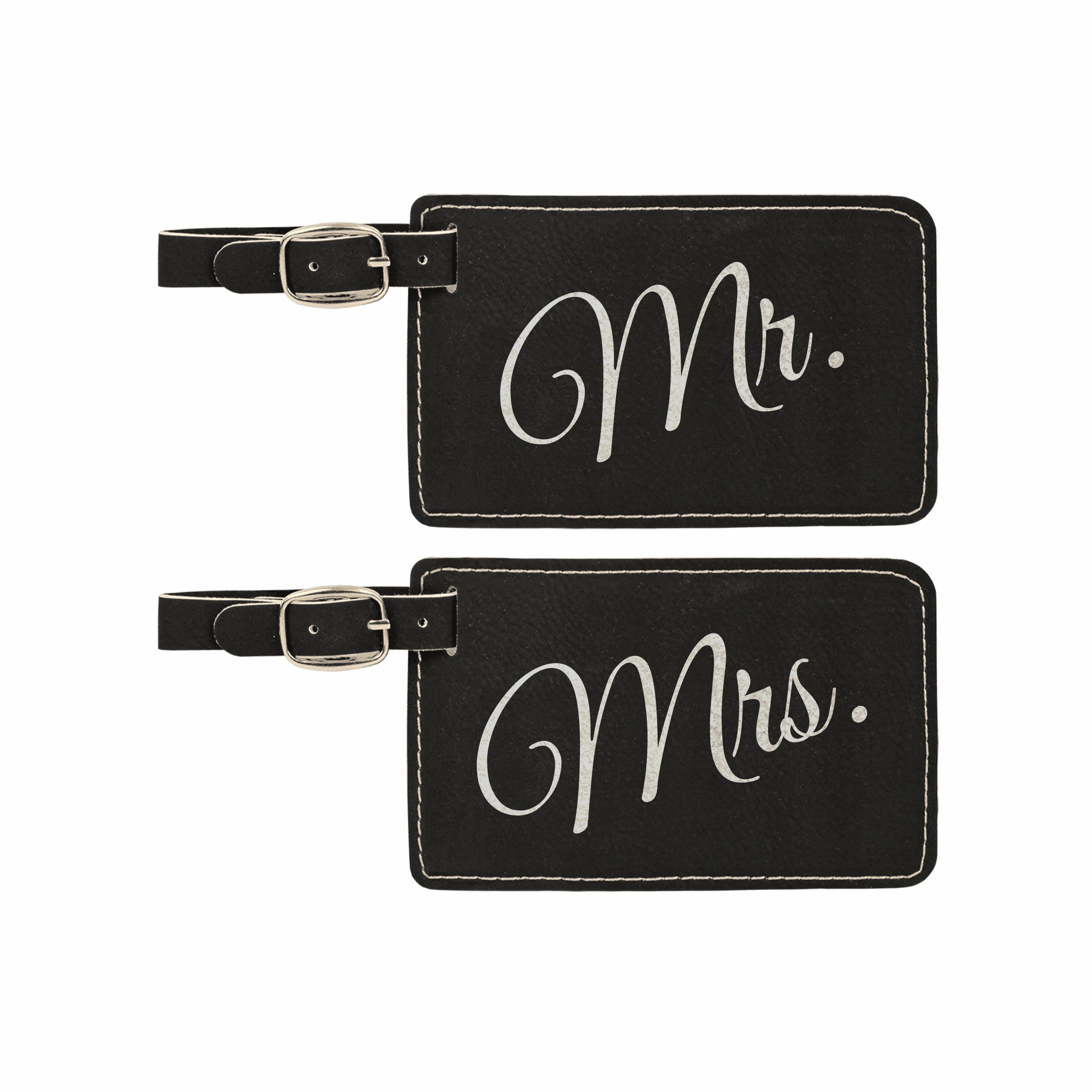 Mr and Mrs Engraved Leatherette Luggage Tags Combo pack
