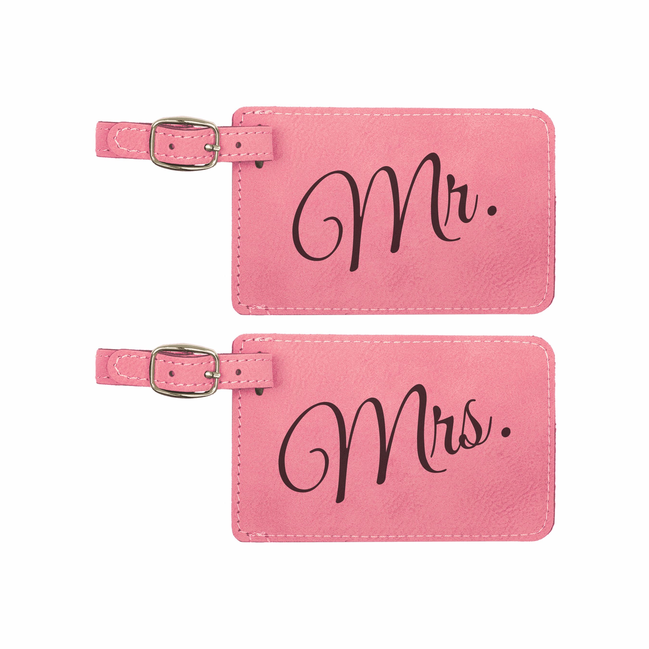 Mr and Mrs Engraved Leatherette Luggage Tags Combo pack