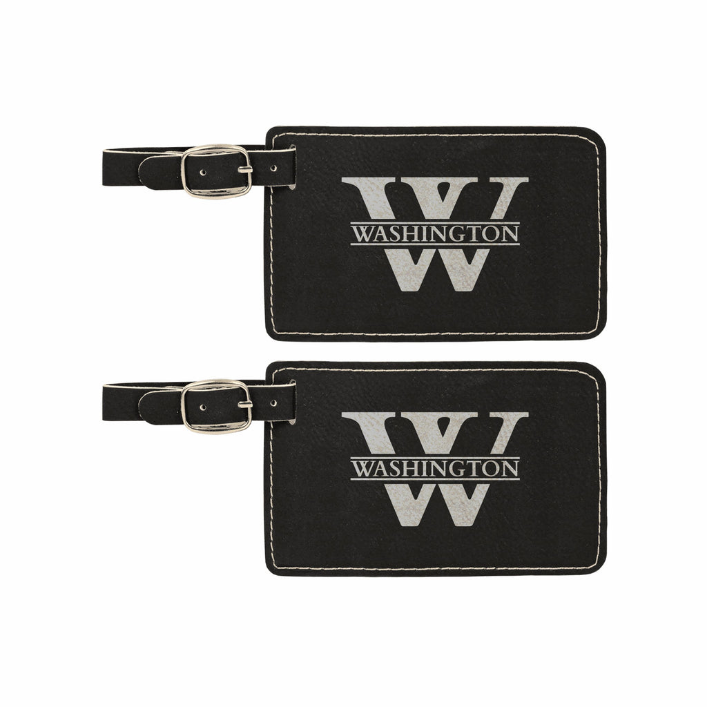 Personalized Engraved Leatherette Luggage Tags 2 pack, Monogram Design