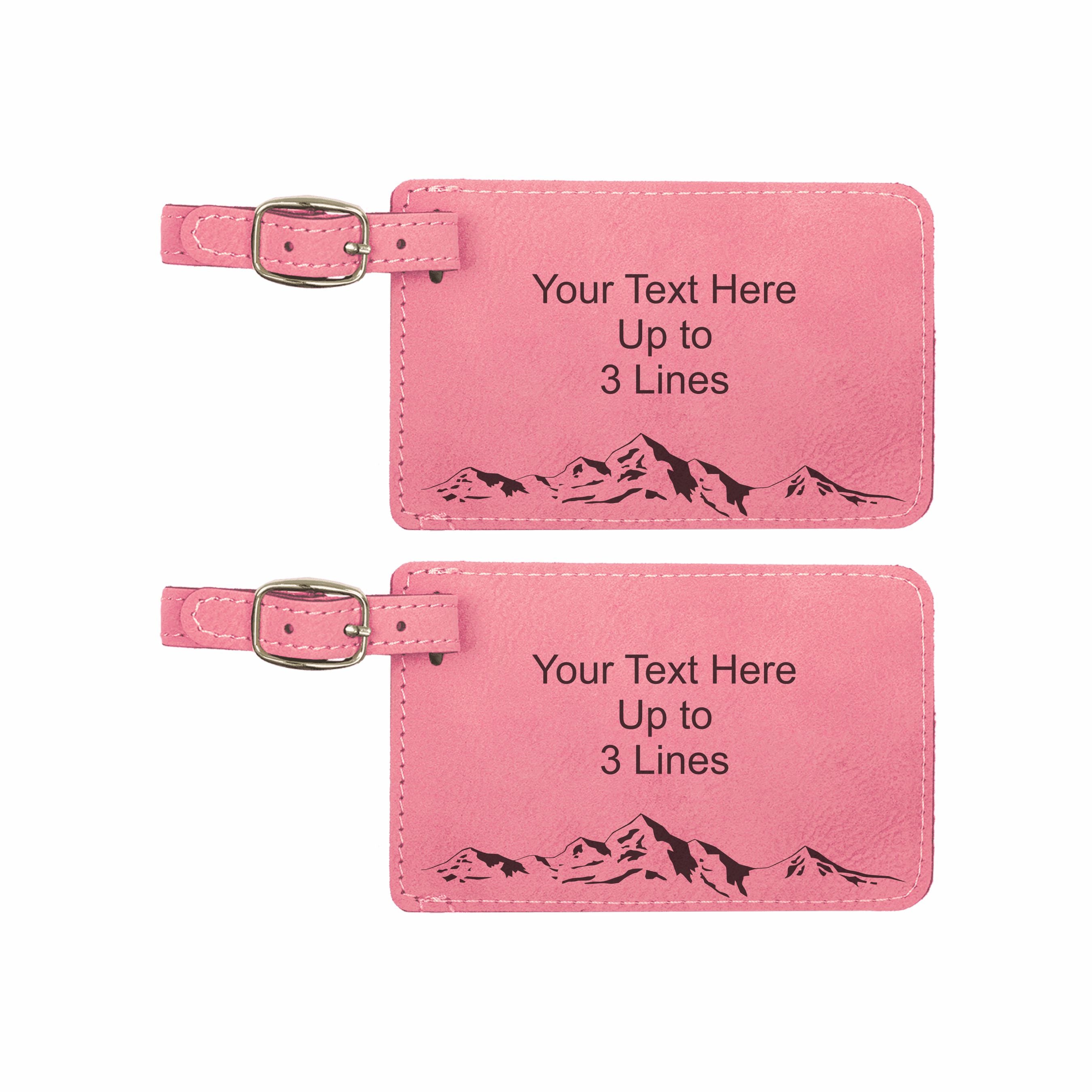 Personalized Mountain Range Leatherette Luggage Tags 2 pack, Engraved with Custom Text
