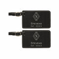Personalized Engraved Leatherette Luggage Tags 2 pack, Diamond Design with Custom Text