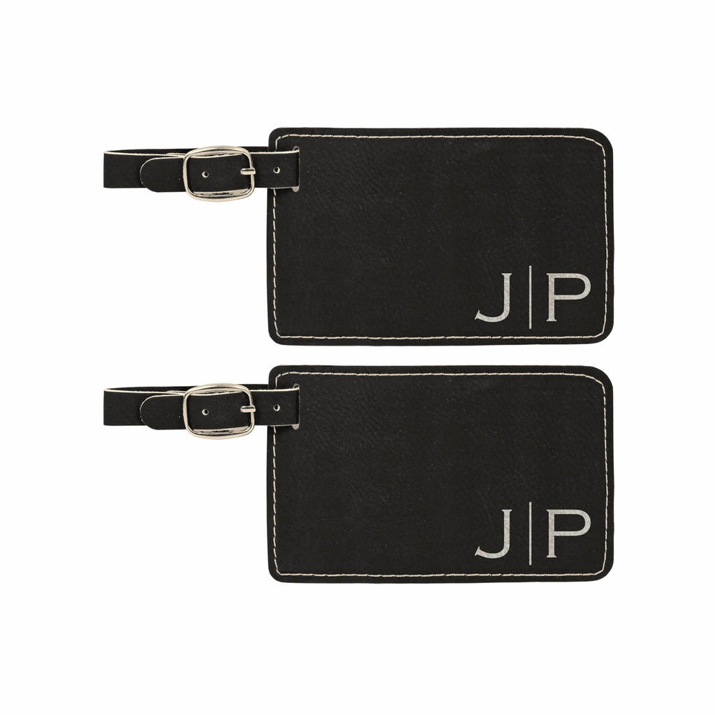 Personalized Engraved Leatherette Luggage Tags 2 pack, Custom Initials