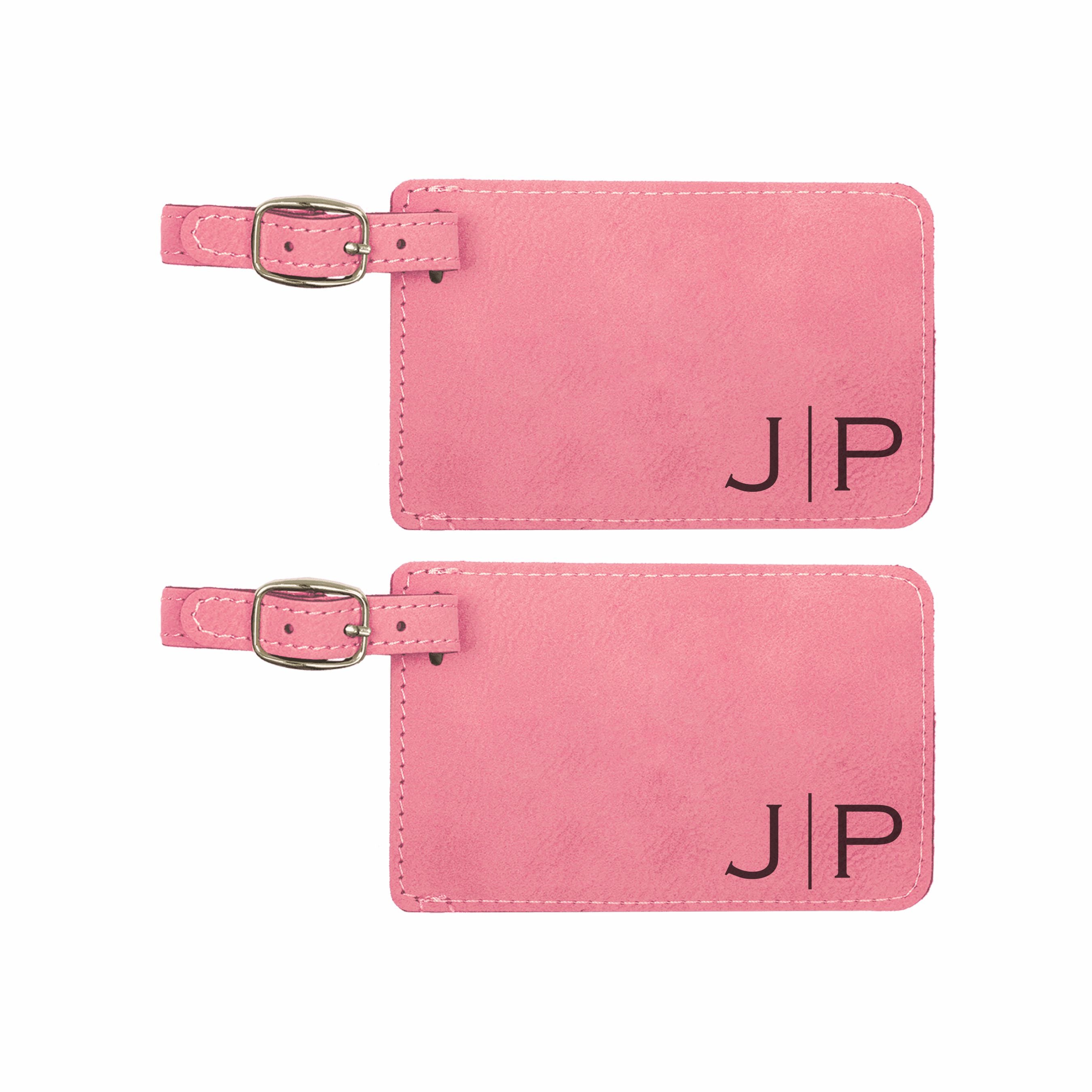 Personalized Engraved Leatherette Luggage Tags 2 pack, Custom Initials
