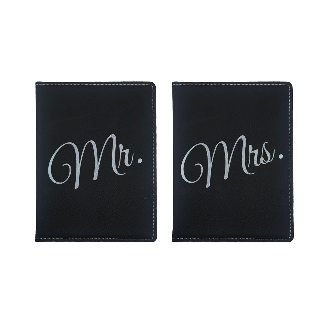 Mr. and Mrs. Engraved Leatherette Passport Holder Combo Pack