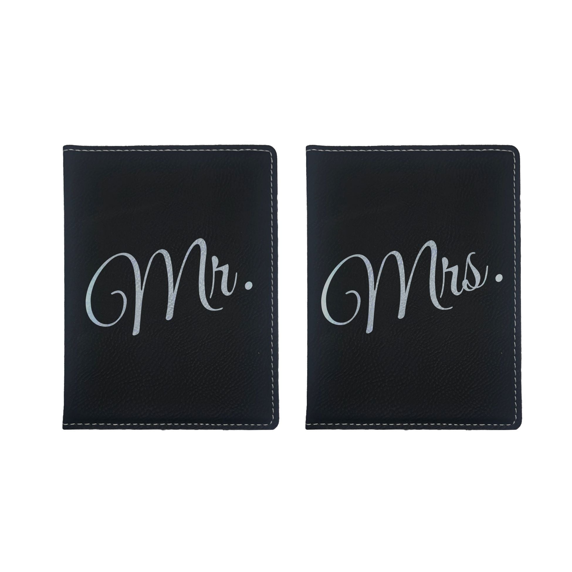 Mr. and Mrs. Engraved Leatherette Passport Holder Combo Pack