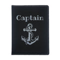 Captain with Nautical Anchor Engraved Leatherette Passport Holder