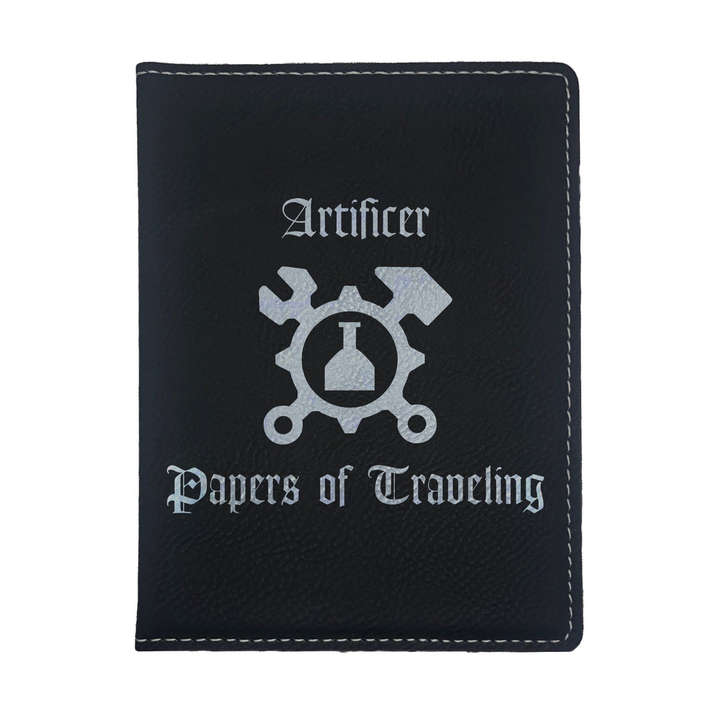 Artificer Papers of Traveling Engraved Leatherette Passport Holder, Dungeons Dragons DND Gift