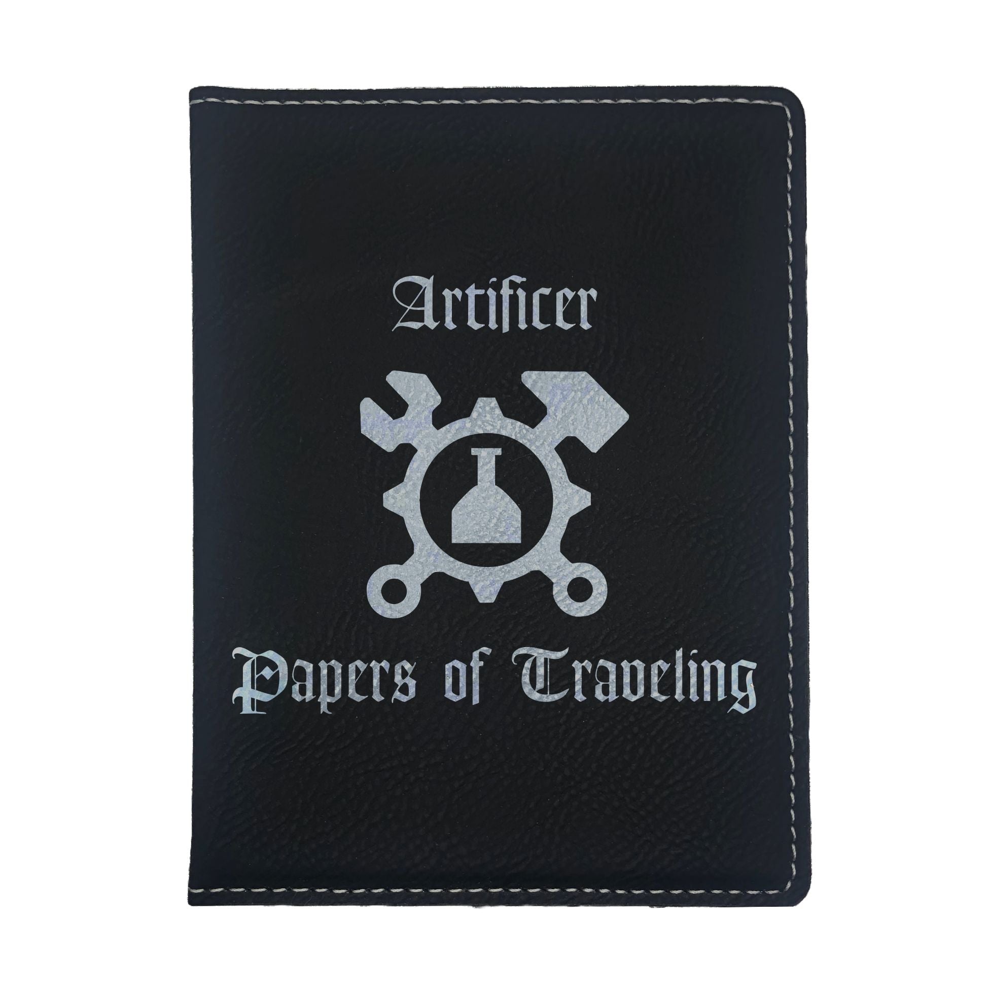 Artificer Papers of Traveling Engraved Leatherette Passport Holder, Dungeons Dragons DND Gift
