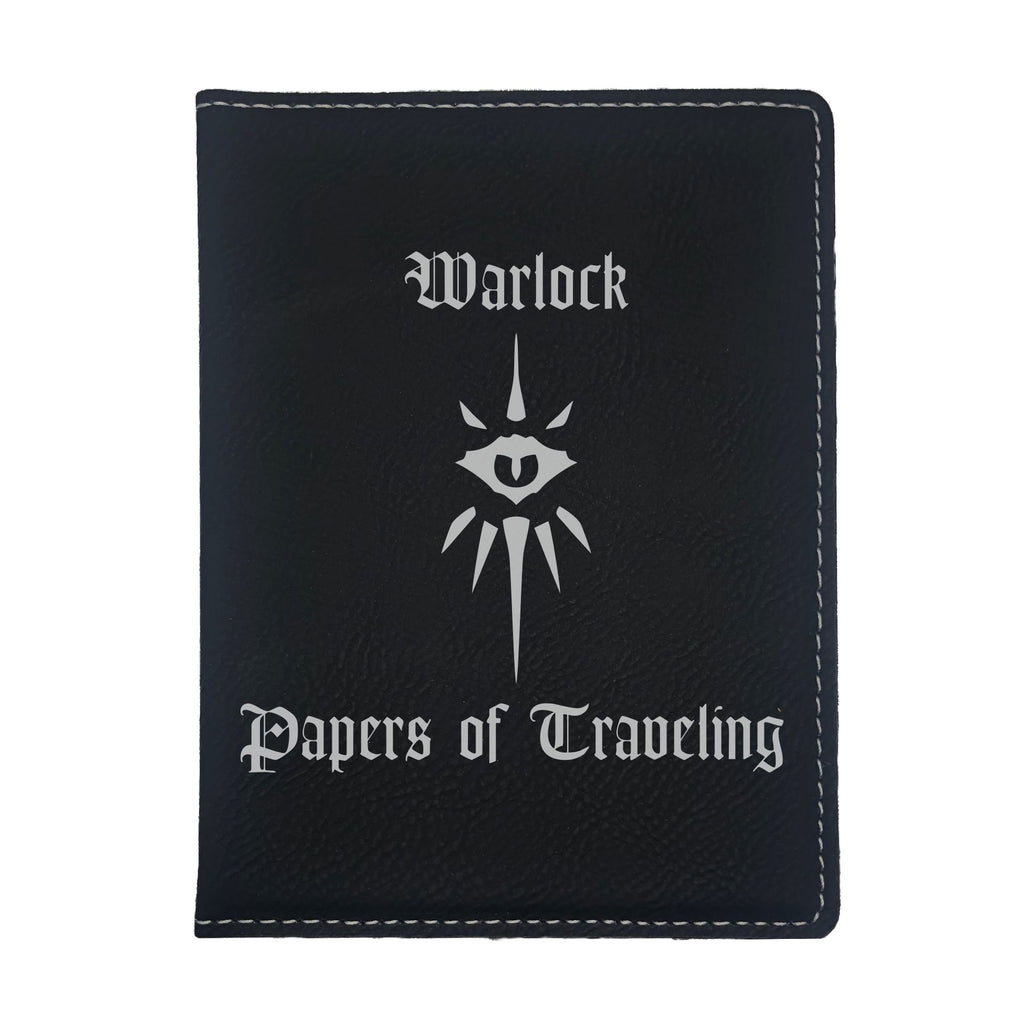 Warlock Papers of Traveling Engraved Leatherette Passport Holder, Dungeons Dragons DND Gift