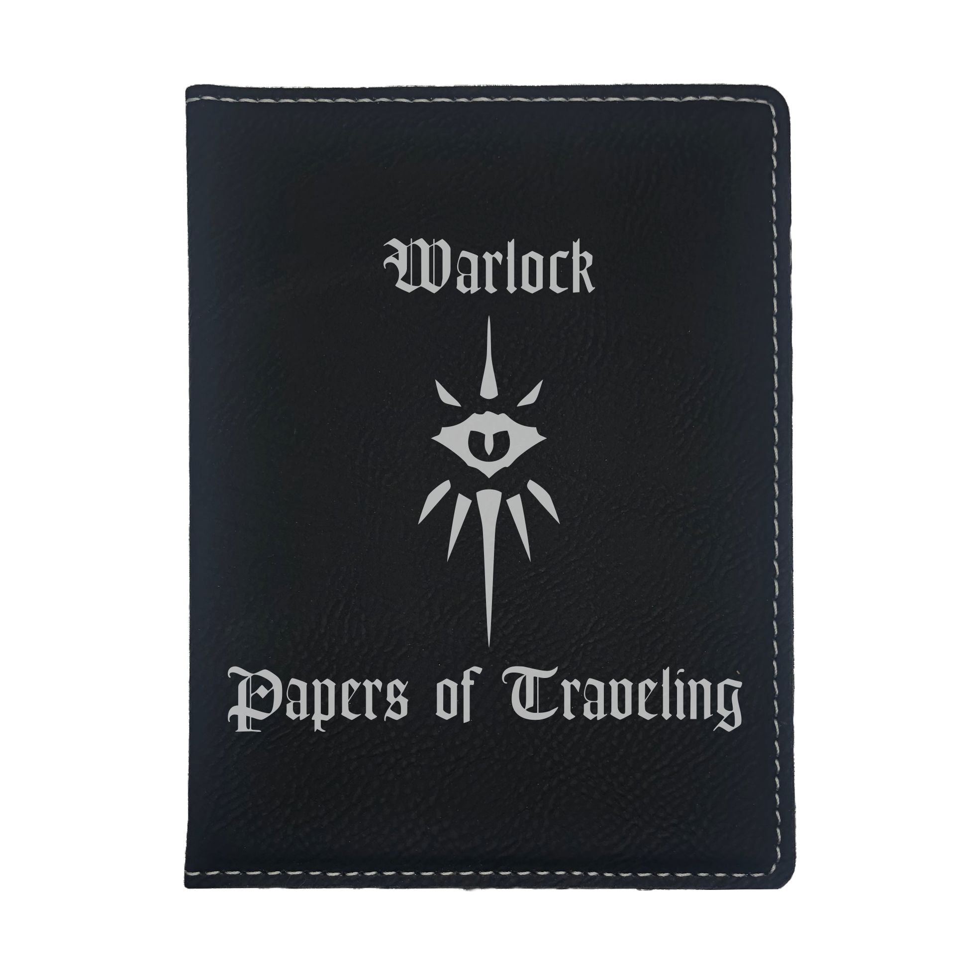 Warlock Papers of Traveling Engraved Leatherette Passport Holder, Dungeons Dragons DND Gift