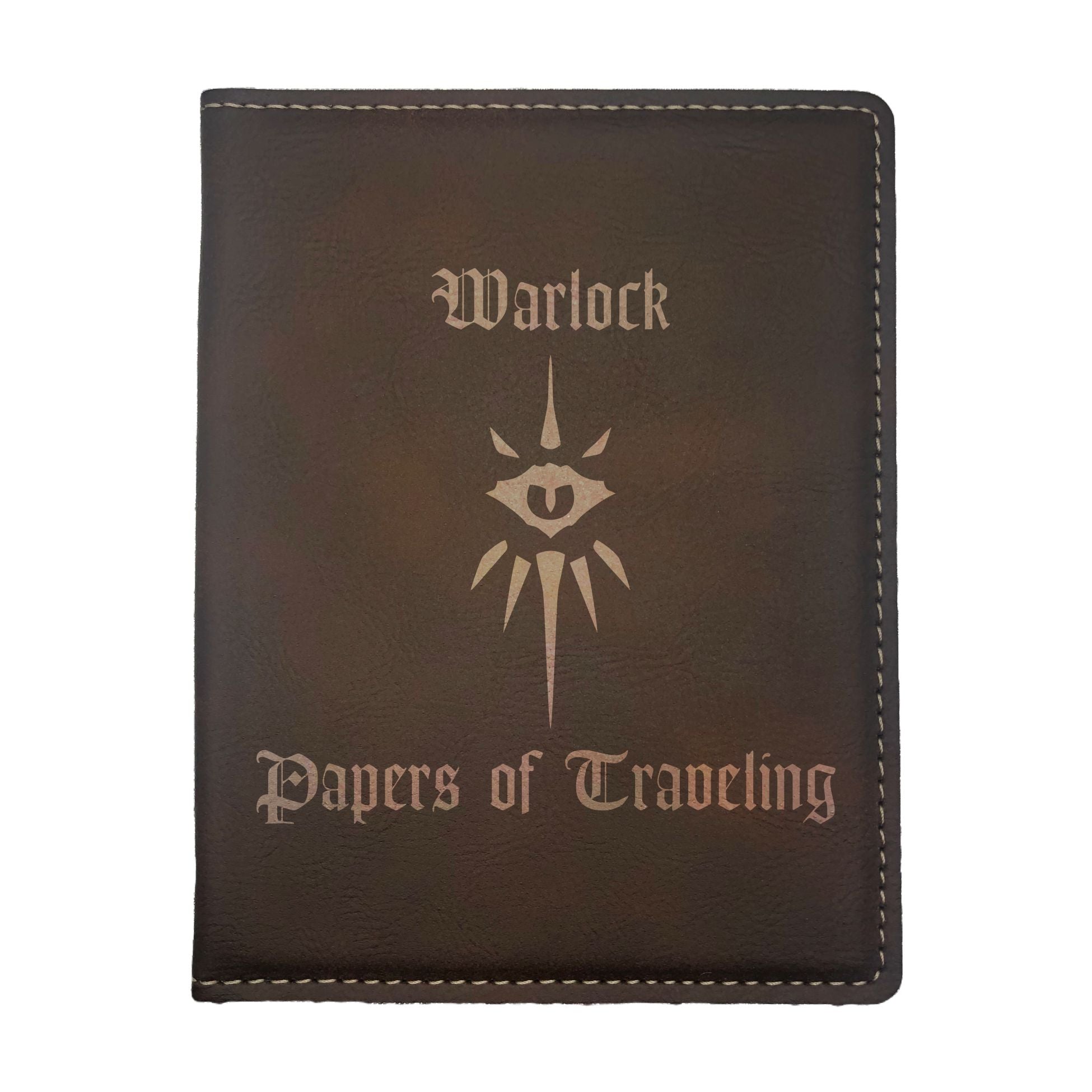 Warlock Papers of Traveling Engraved Leatherette Passport Holder, Dungeons Dragons DND Gift