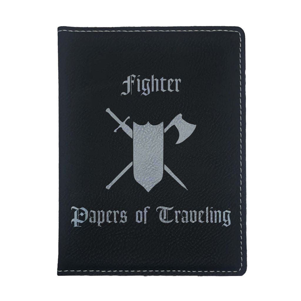 Fighter Papers of Traveling Engraved Leatherette Passport Holder, Dungeons Dragons DND Gift