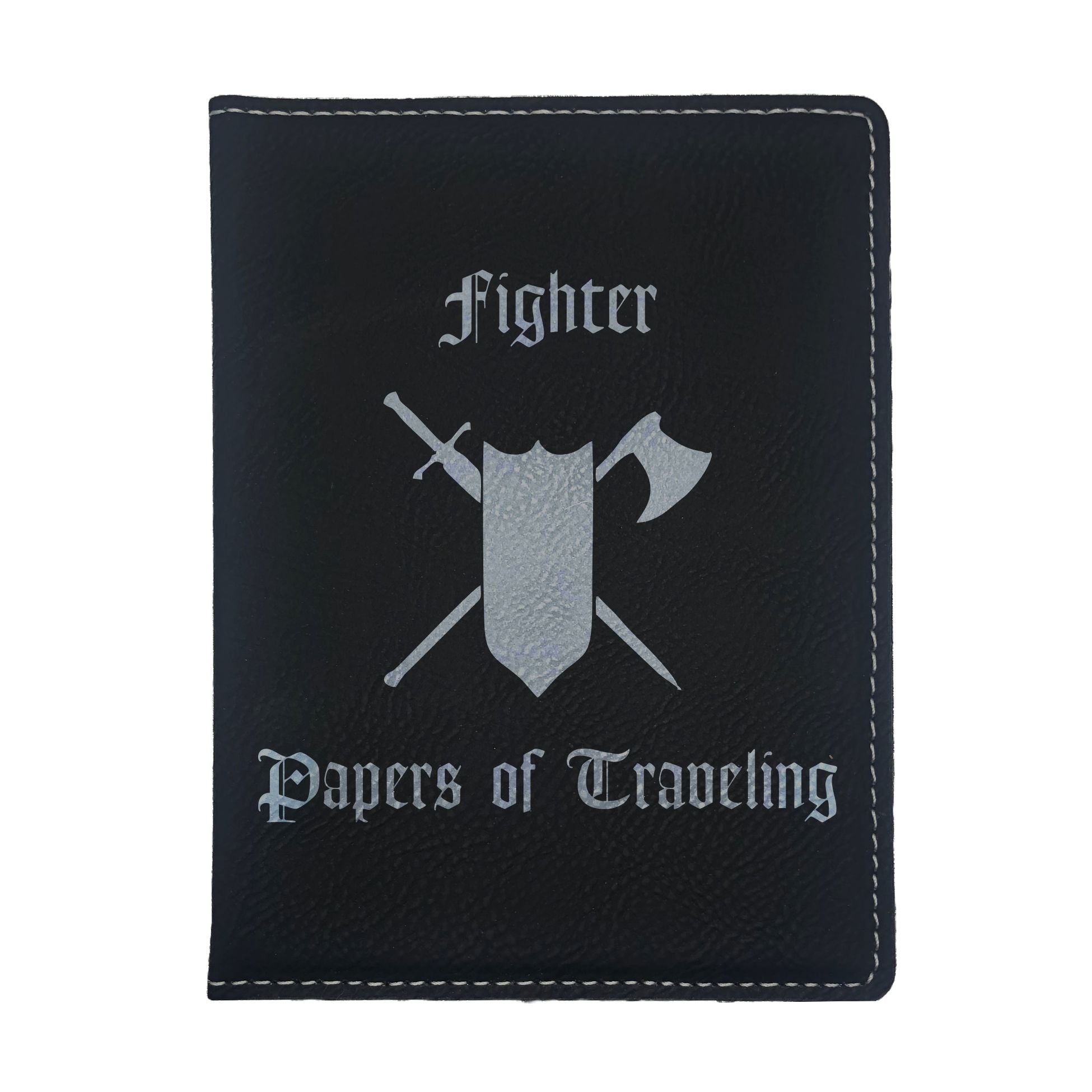 Fighter Papers of Traveling Engraved Leatherette Passport Holder, Dungeons Dragons DND Gift