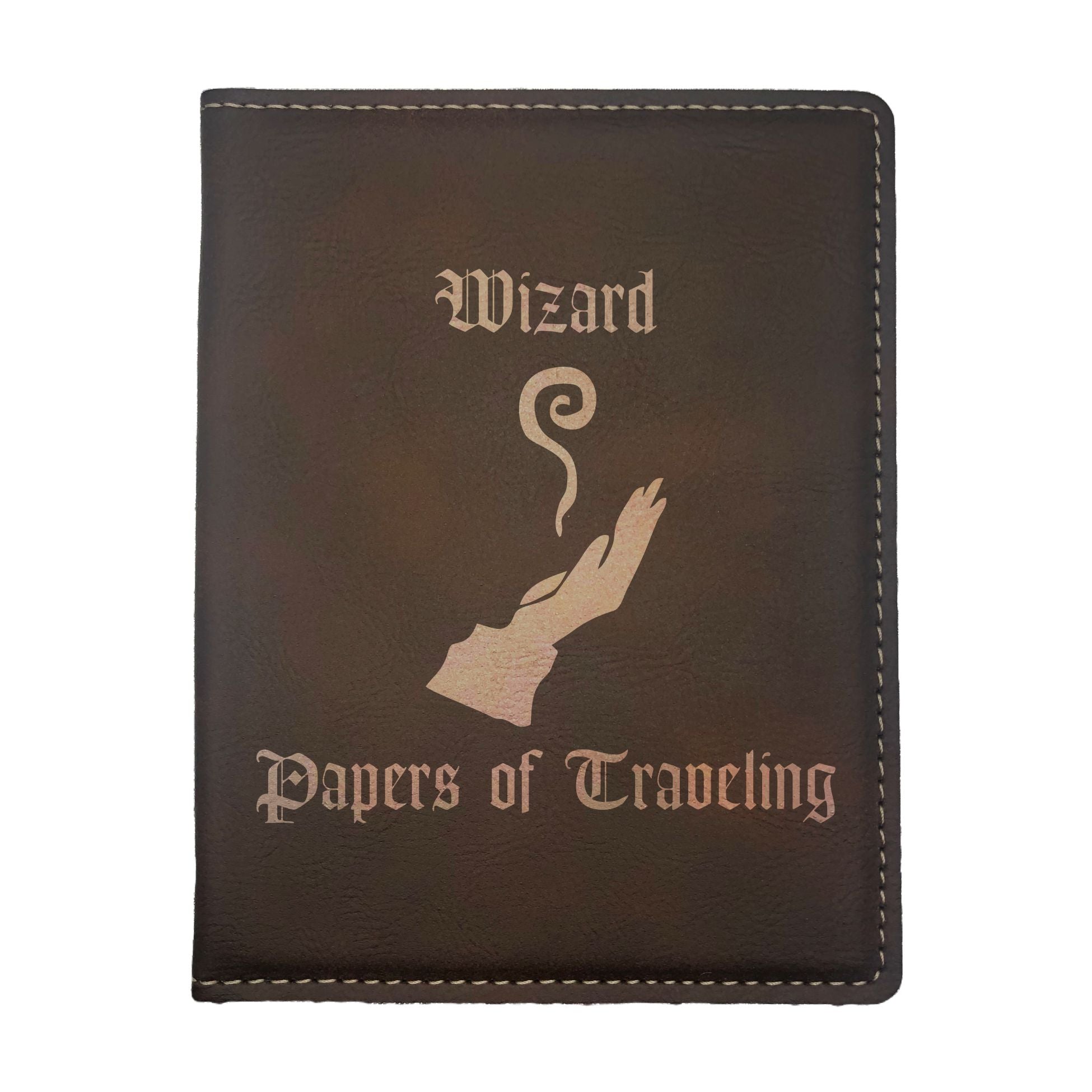 Wizard Papers of Traveling Engraved Leatherette Passport Holder, Dungeons Dragons DND Gift
