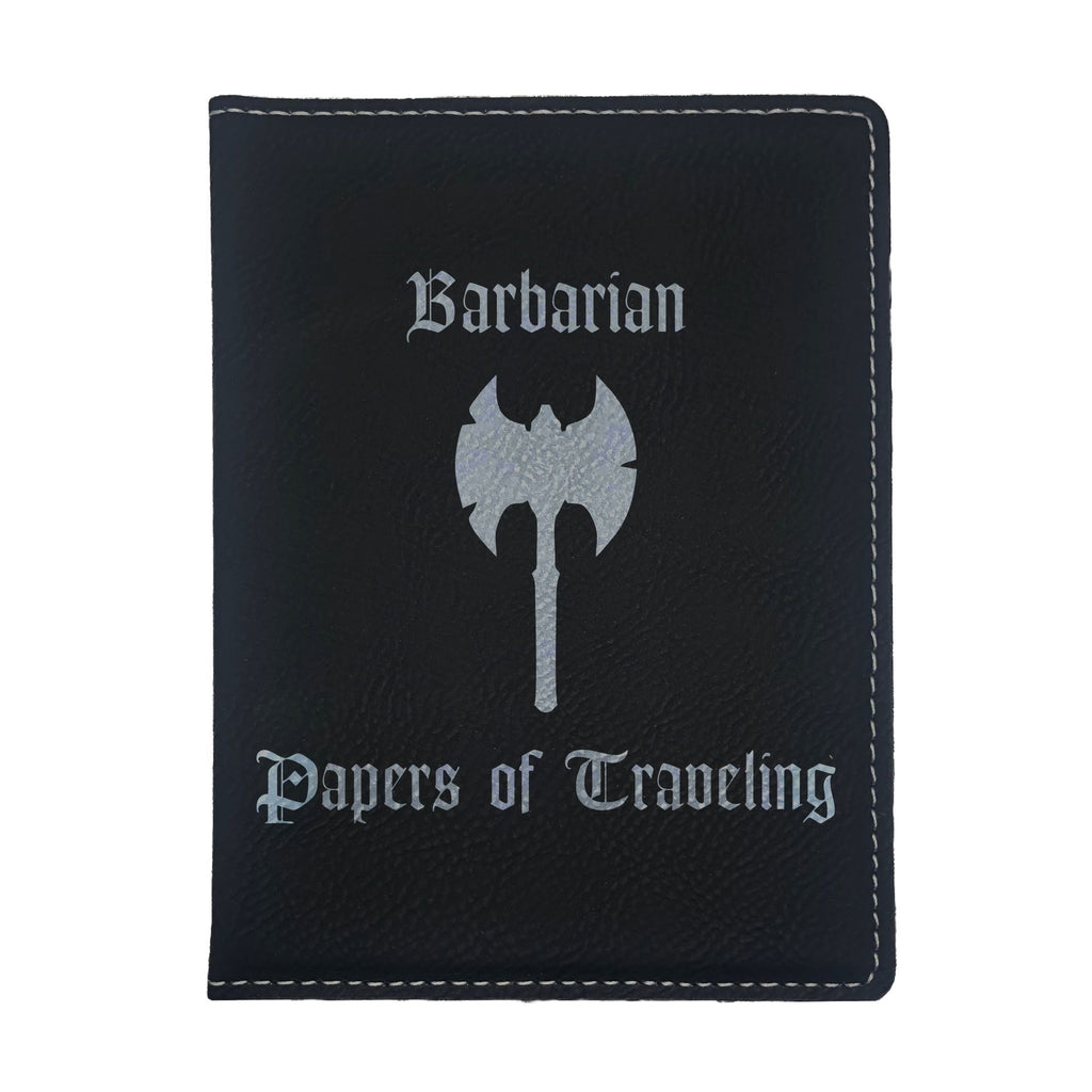 Barbarian Papers of Traveling Engraved Leatherette Passport Holder, Dungeons Dragons DND Gift