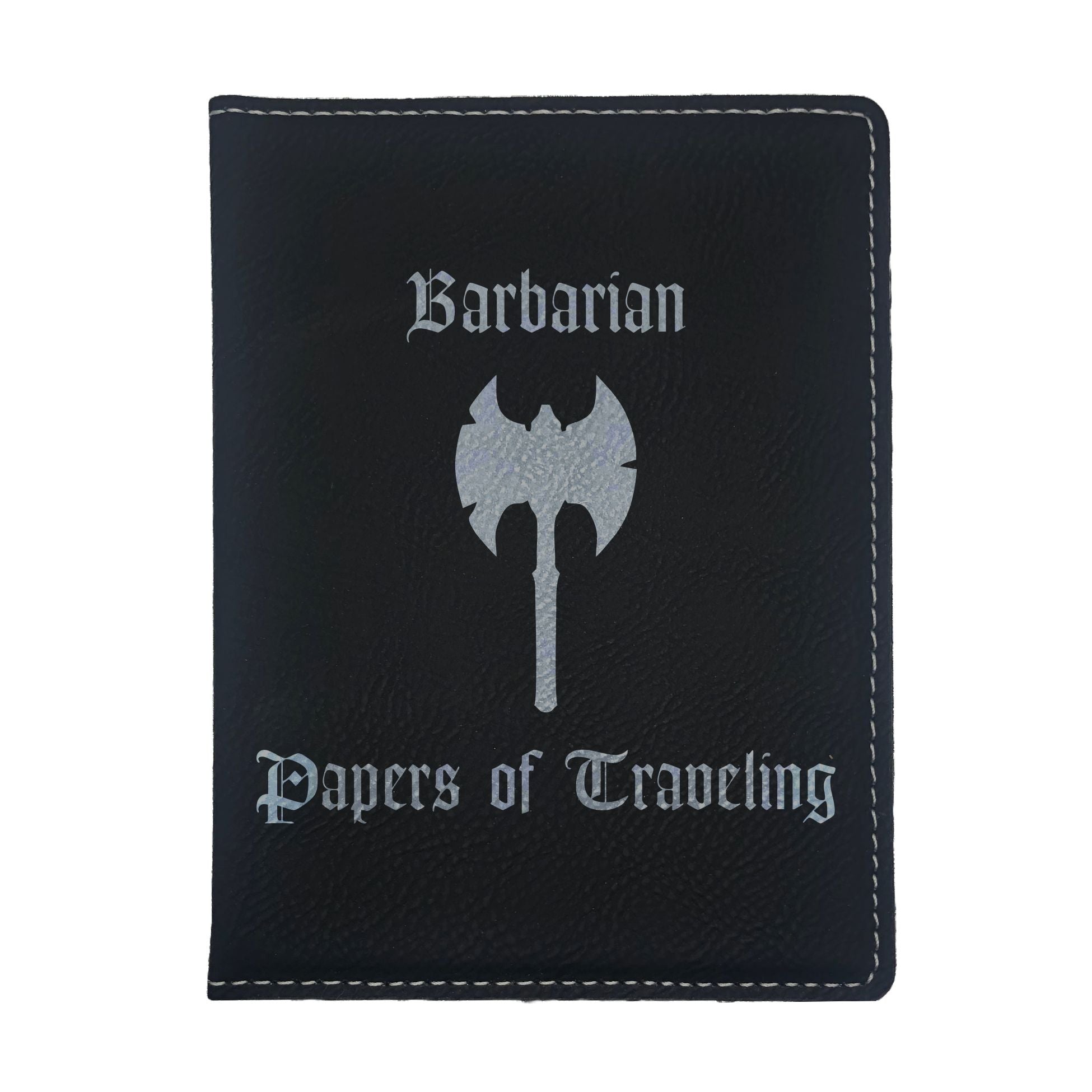 Barbarian Papers of Traveling Engraved Leatherette Passport Holder, Dungeons Dragons DND Gift