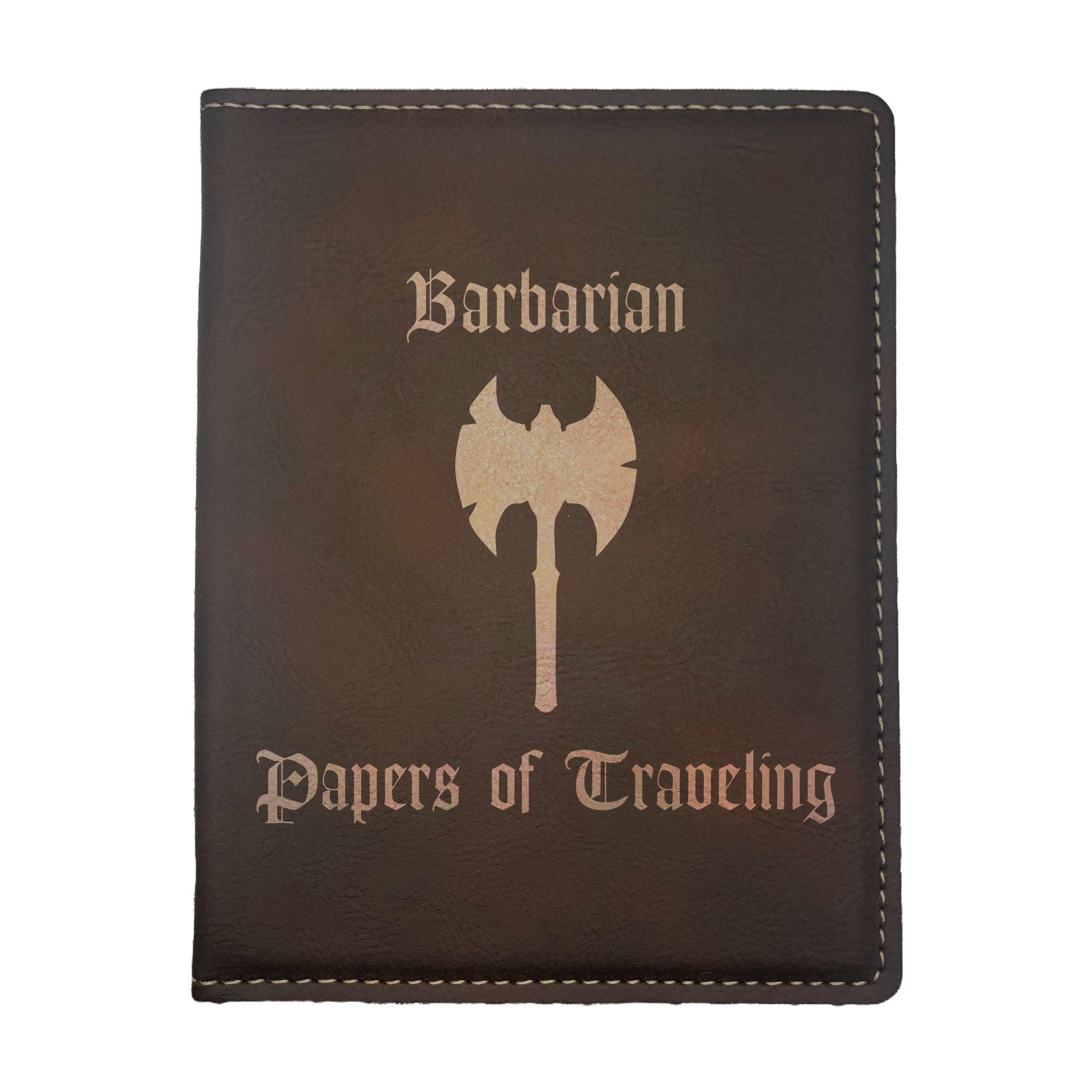 Barbarian Papers of Traveling Engraved Leatherette Passport Holder, Dungeons Dragons DND Gift