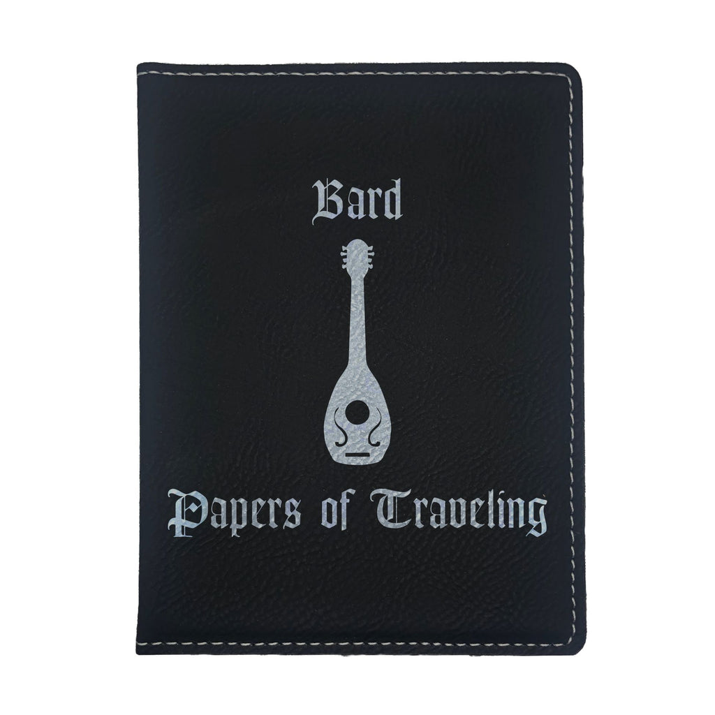 Bard Papers of Traveling Engraved Leatherette Passport Holder, Dungeons Dragons DND Gift