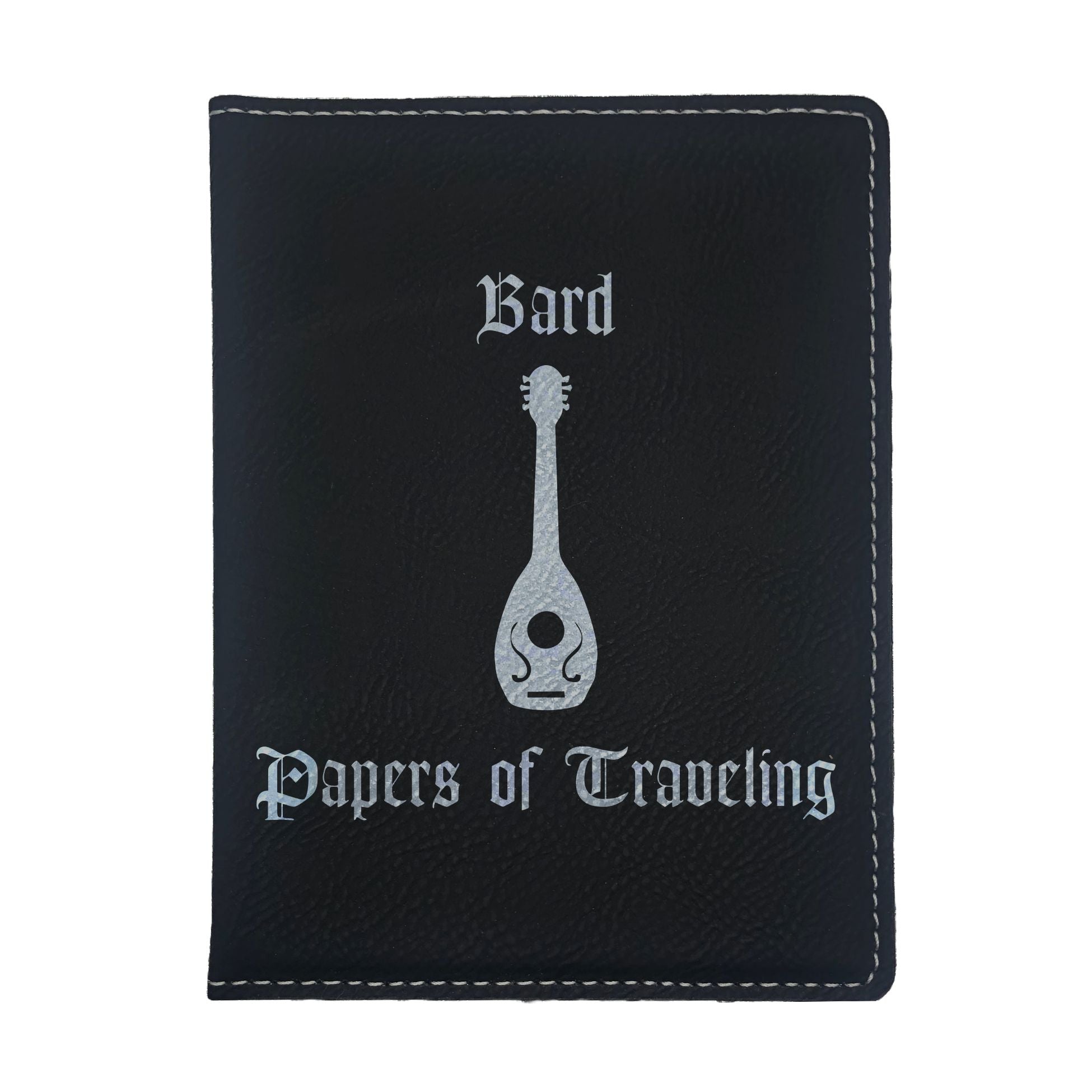 Bard Papers of Traveling Engraved Leatherette Passport Holder, Dungeons Dragons DND Gift