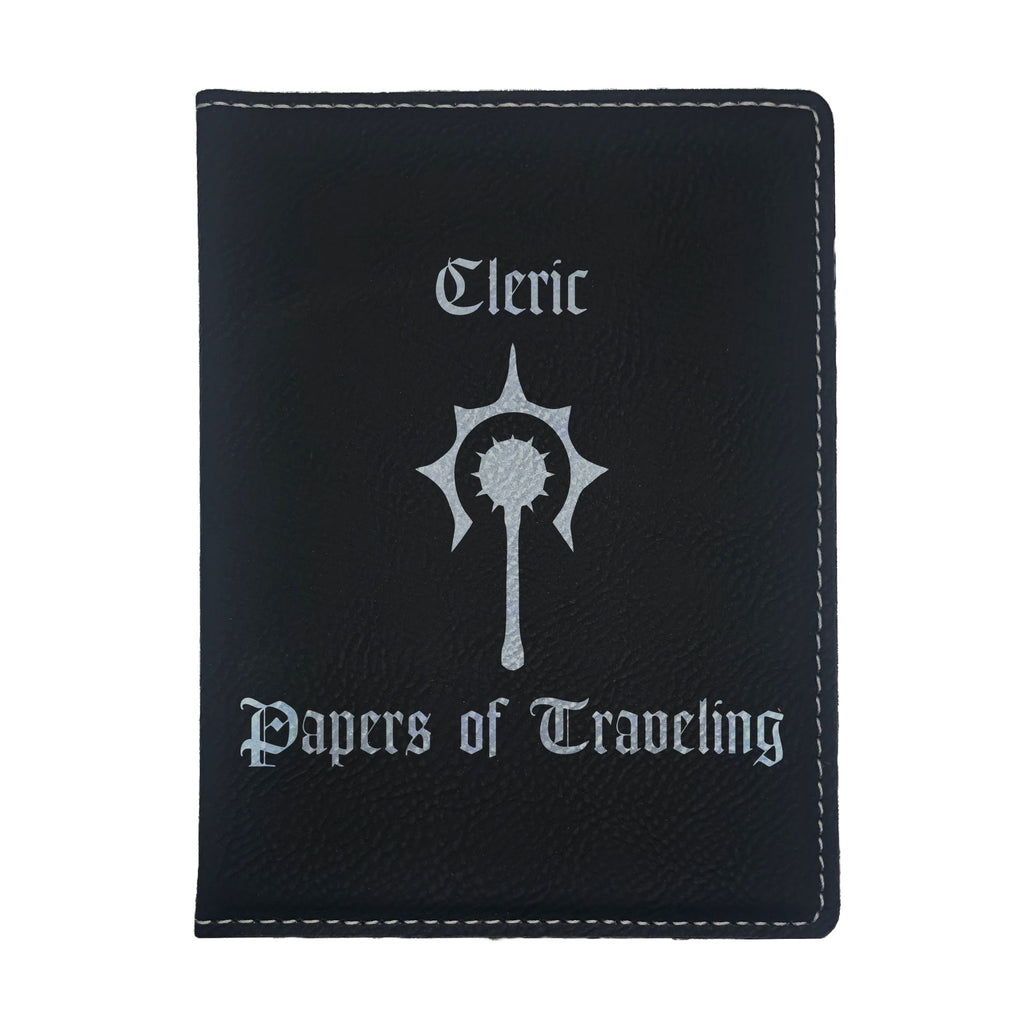 Cleric Papers of Traveling Engraved Leatherette Passport Holder, Dungeons Dragons DND Gift