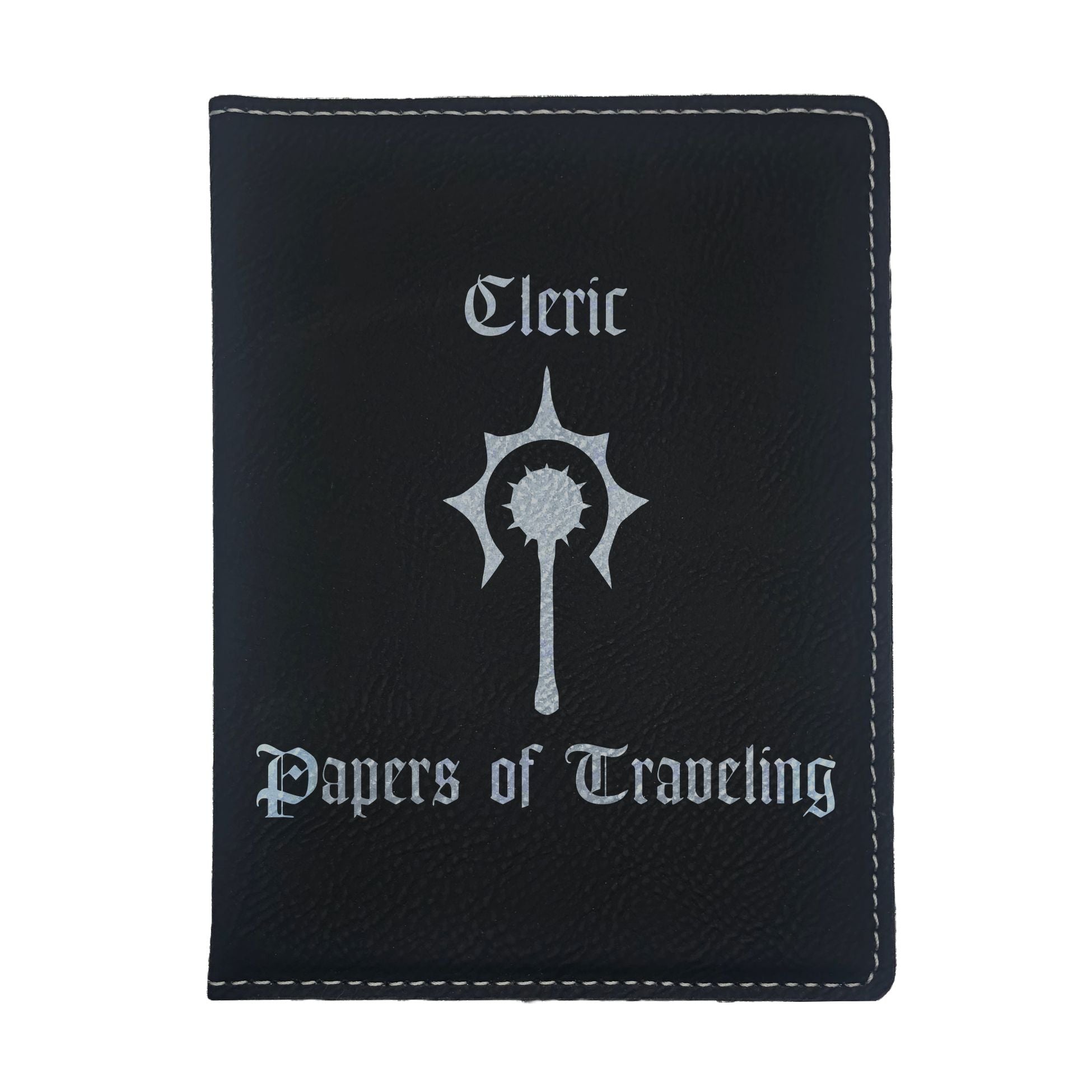 Cleric Papers of Traveling Engraved Leatherette Passport Holder, Dungeons Dragons DND Gift