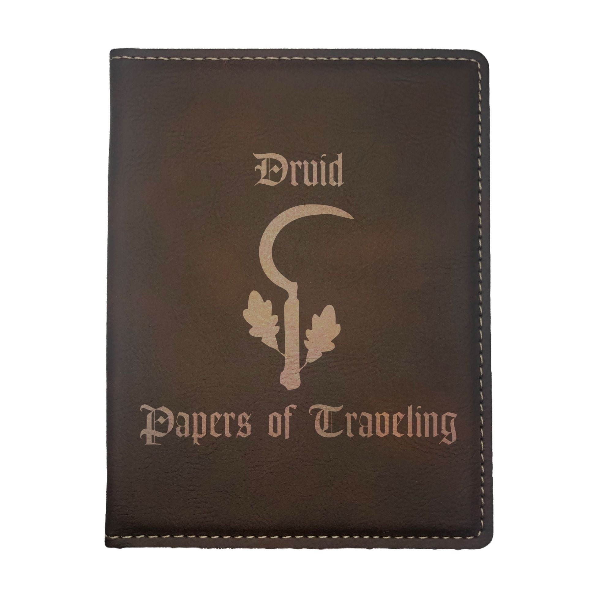 Druid Papers of Traveling Engraved Leatherette Passport Holder, Dungeons Dragons DND Gift