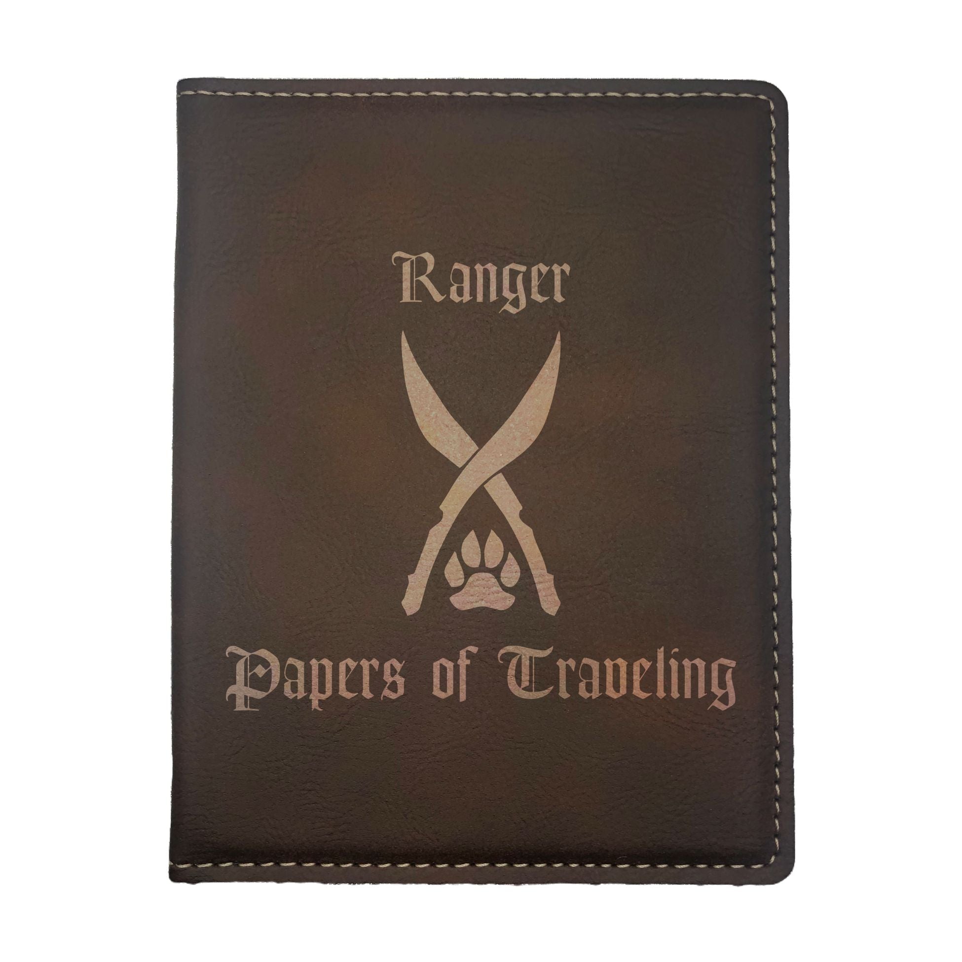 Ranger Papers of Traveling Engraved Leatherette Passport Holder, Dungeons Dragons DND Gift