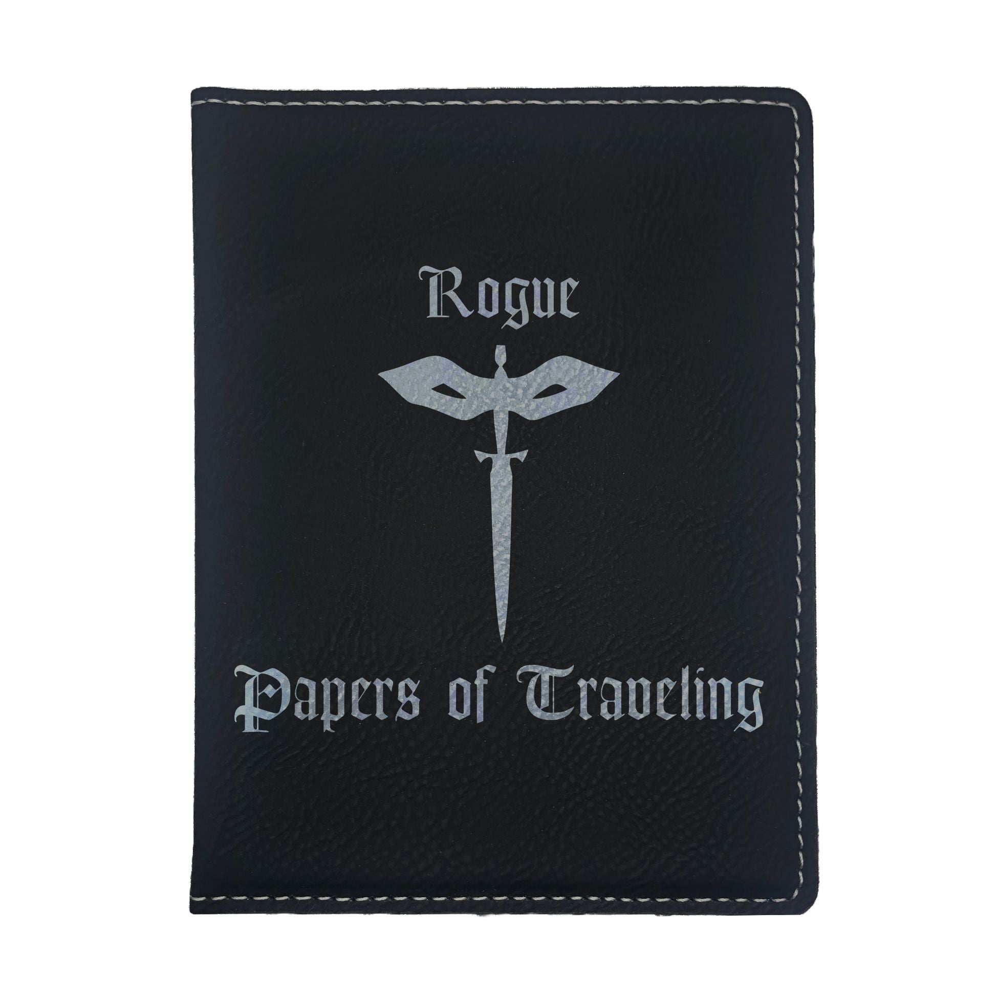 Rogue Papers of Traveling Engraved Leatherette Passport Holder, Dungeons Dragons DND Gift