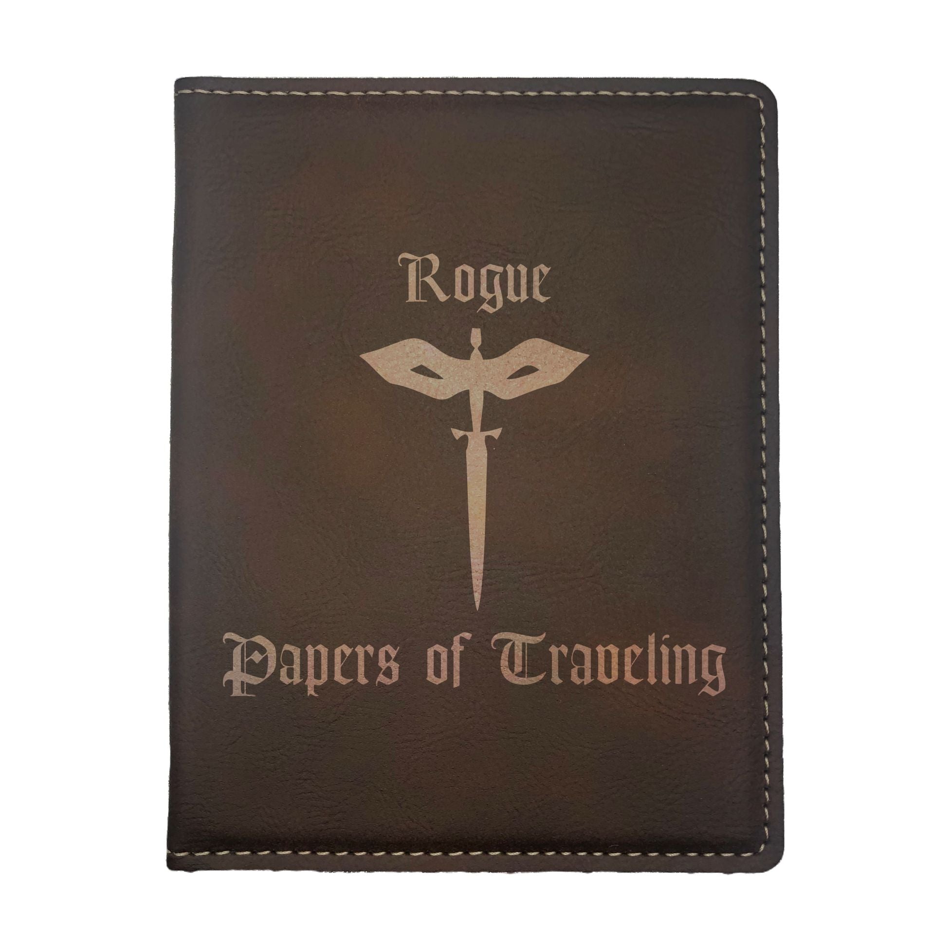Rogue Papers of Traveling Engraved Leatherette Passport Holder, Dungeons Dragons DND Gift