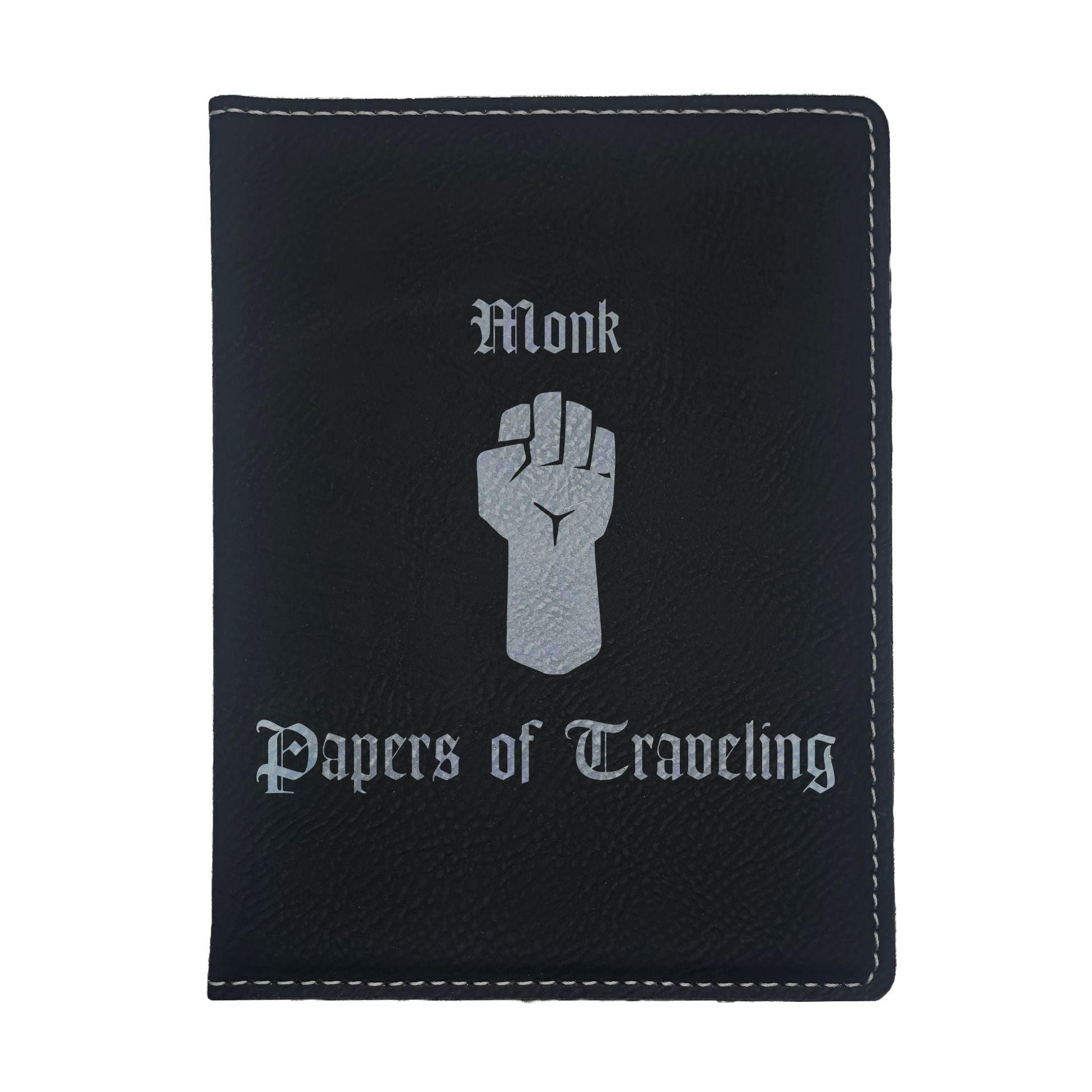 Monk Papers of Traveling Engraved Leatherette Passport Holder, Dungeons Dragons DND Gift