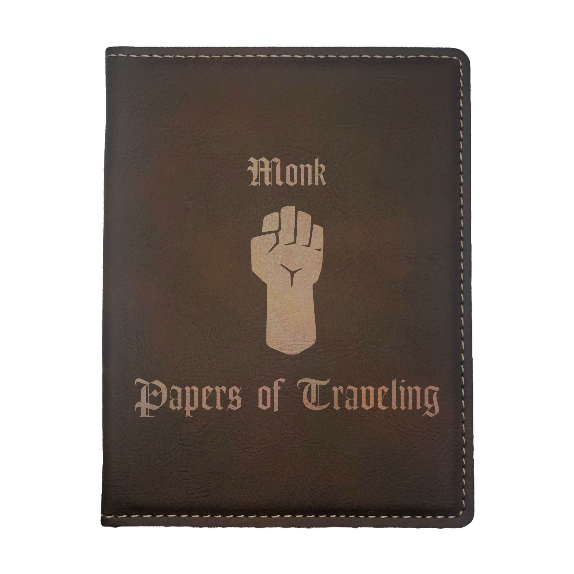 Monk Papers of Traveling Engraved Leatherette Passport Holder, Dungeons Dragons DND Gift