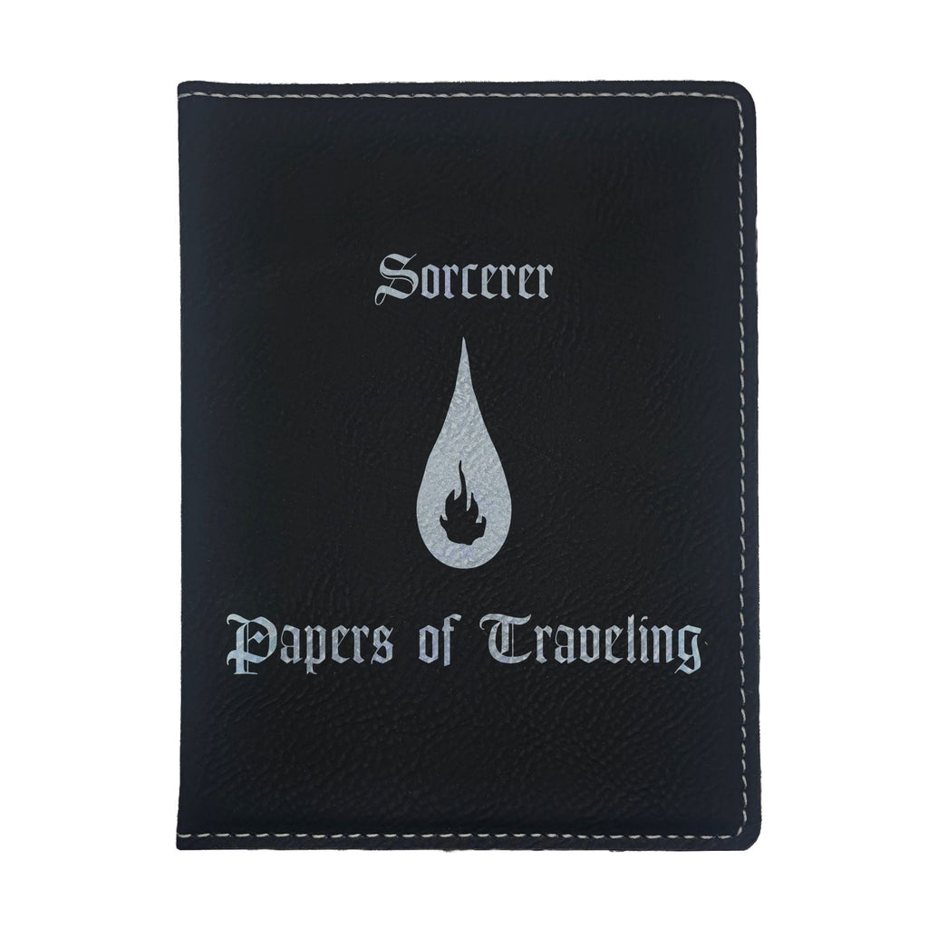 Sorcerer Papers of Traveling Engraved Leatherette Passport Holder, Dungeons Dragons DND Gift