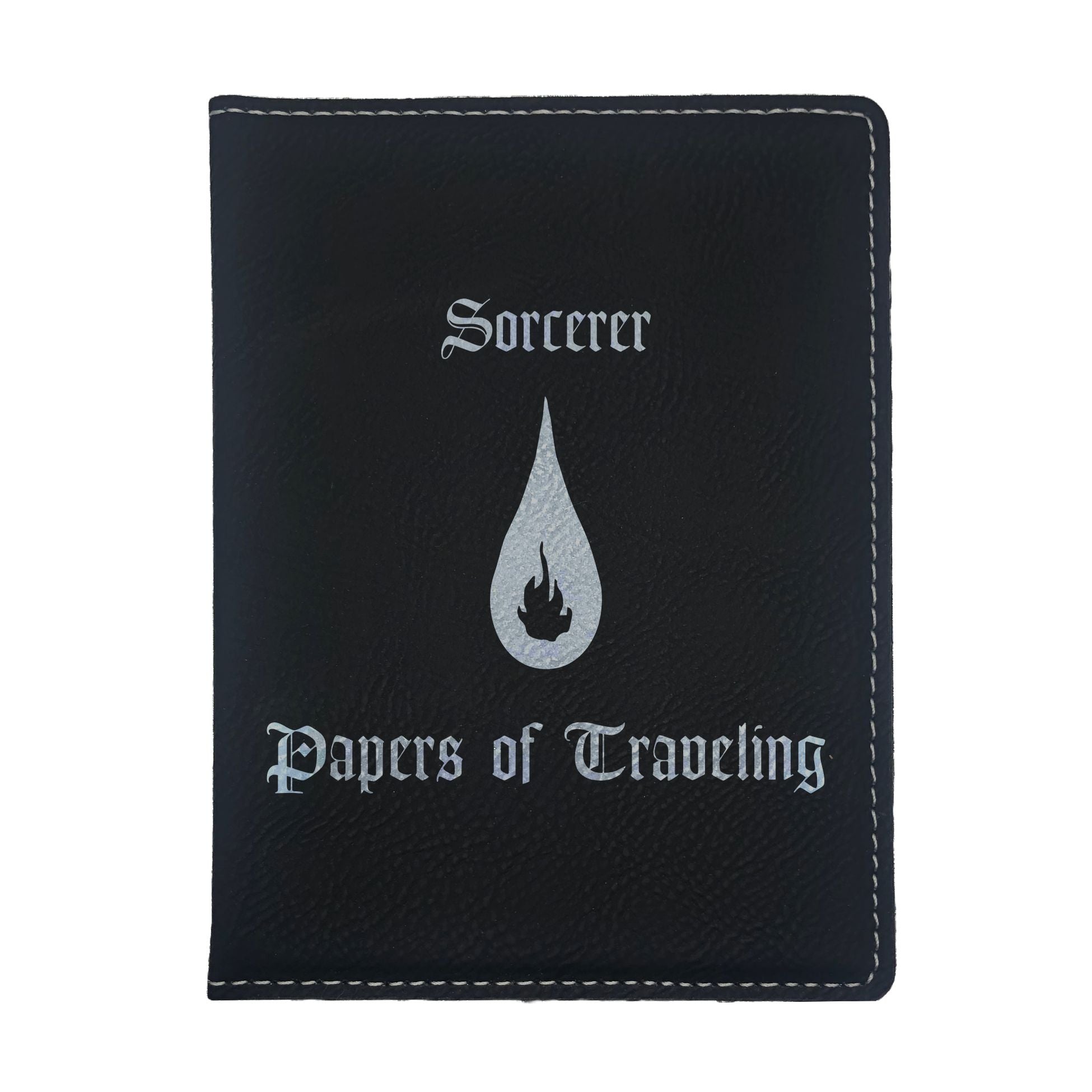 Sorcerer Papers of Traveling Engraved Leatherette Passport Holder, Dungeons Dragons DND Gift