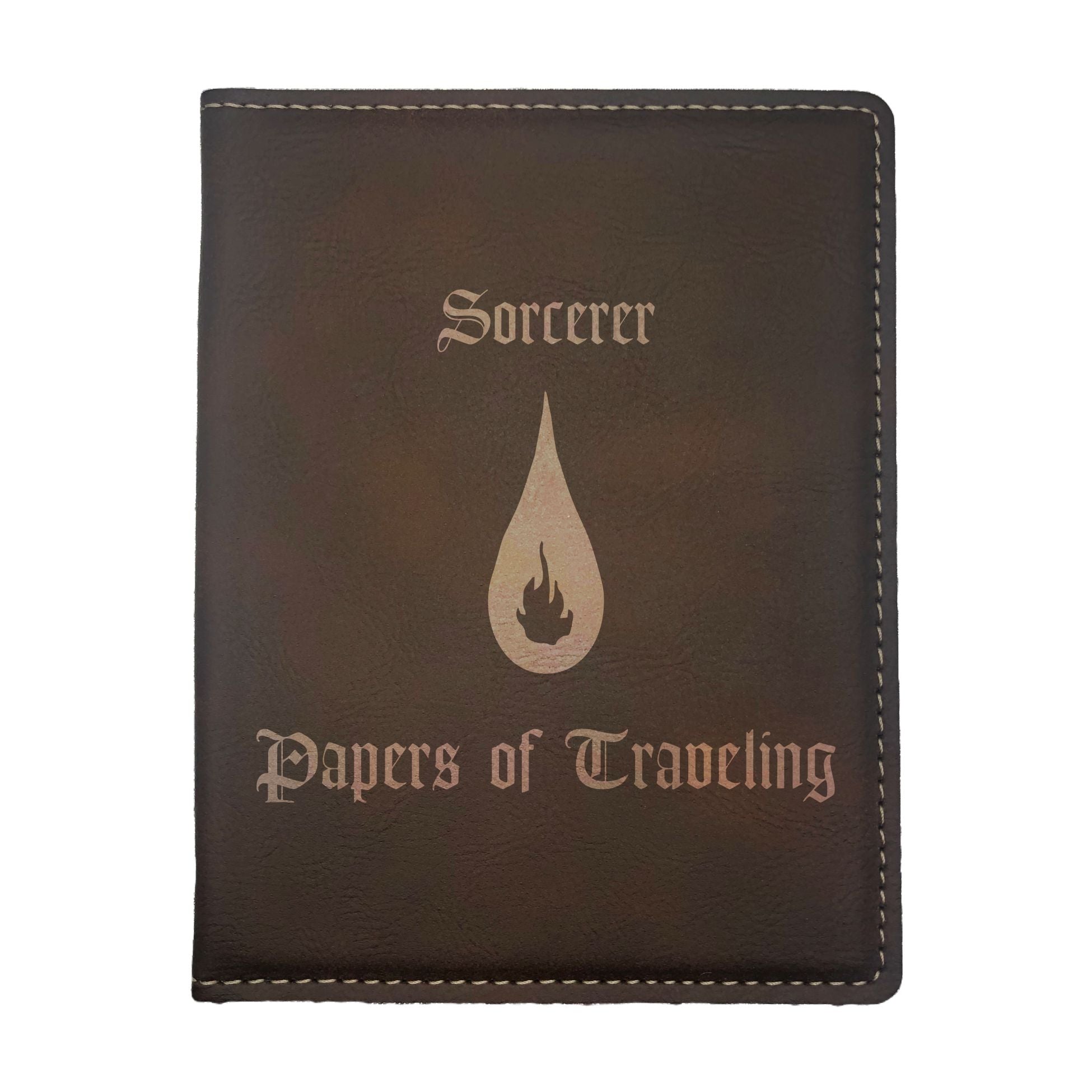 Sorcerer Papers of Traveling Engraved Leatherette Passport Holder, Dungeons Dragons DND Gift
