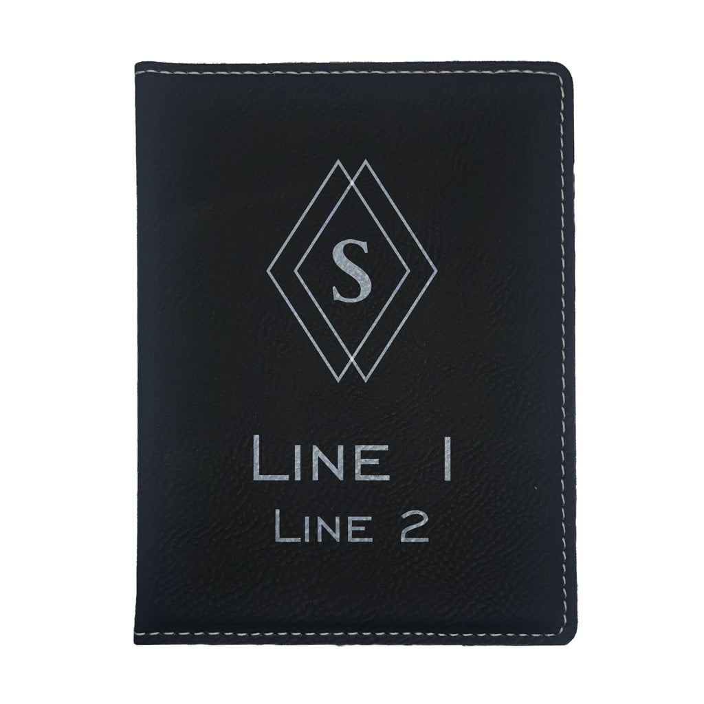 Personalized Engraved Leatherette Passport Holder, Diamond Design with Custom Text