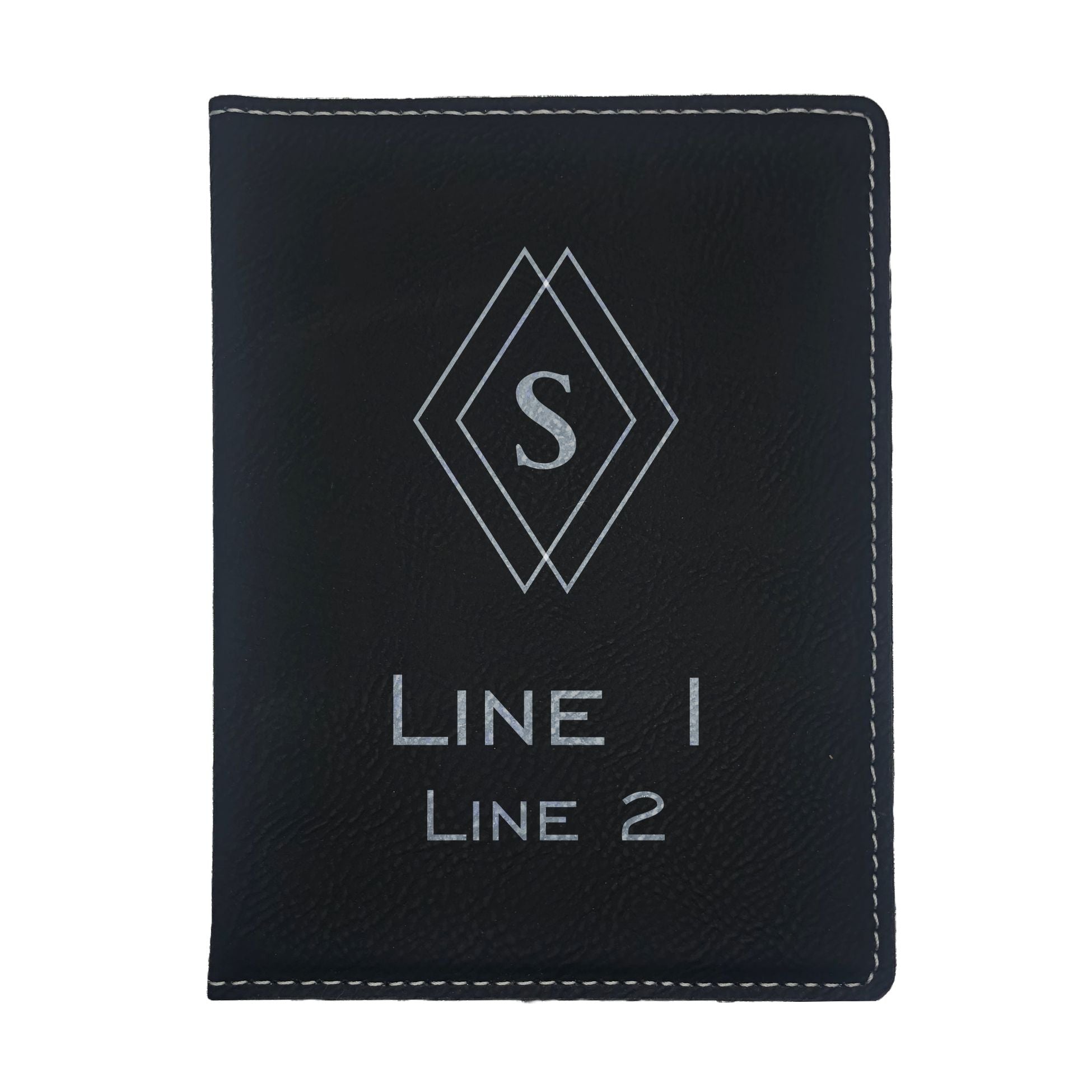 Personalized Engraved Leatherette Passport Holder, Diamond Design with Custom Text