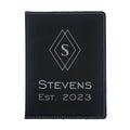 Personalized Engraved Leatherette Passport Holder, Diamond Design with Custom Text
