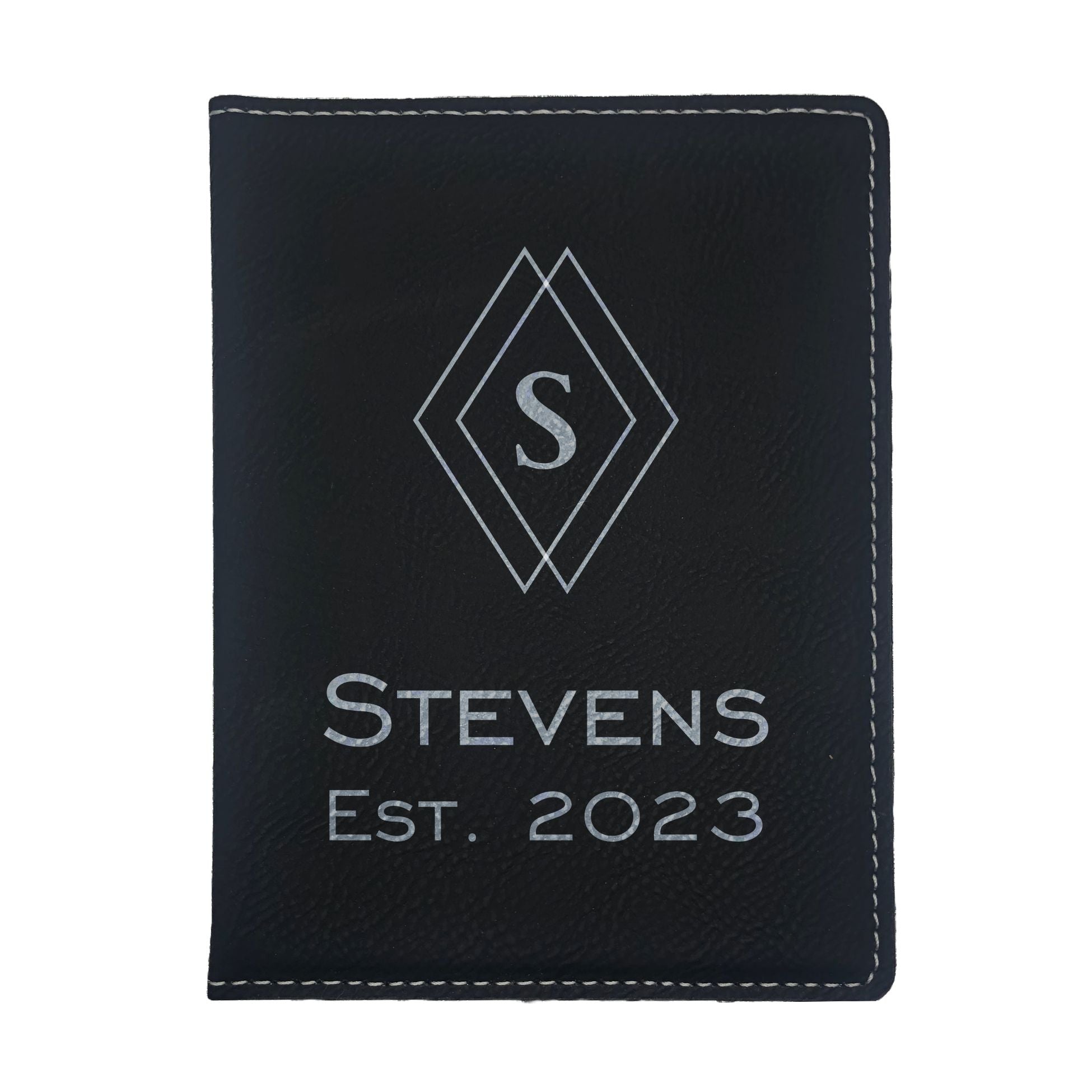 Personalized Engraved Leatherette Passport Holder, Diamond Design with Custom Text