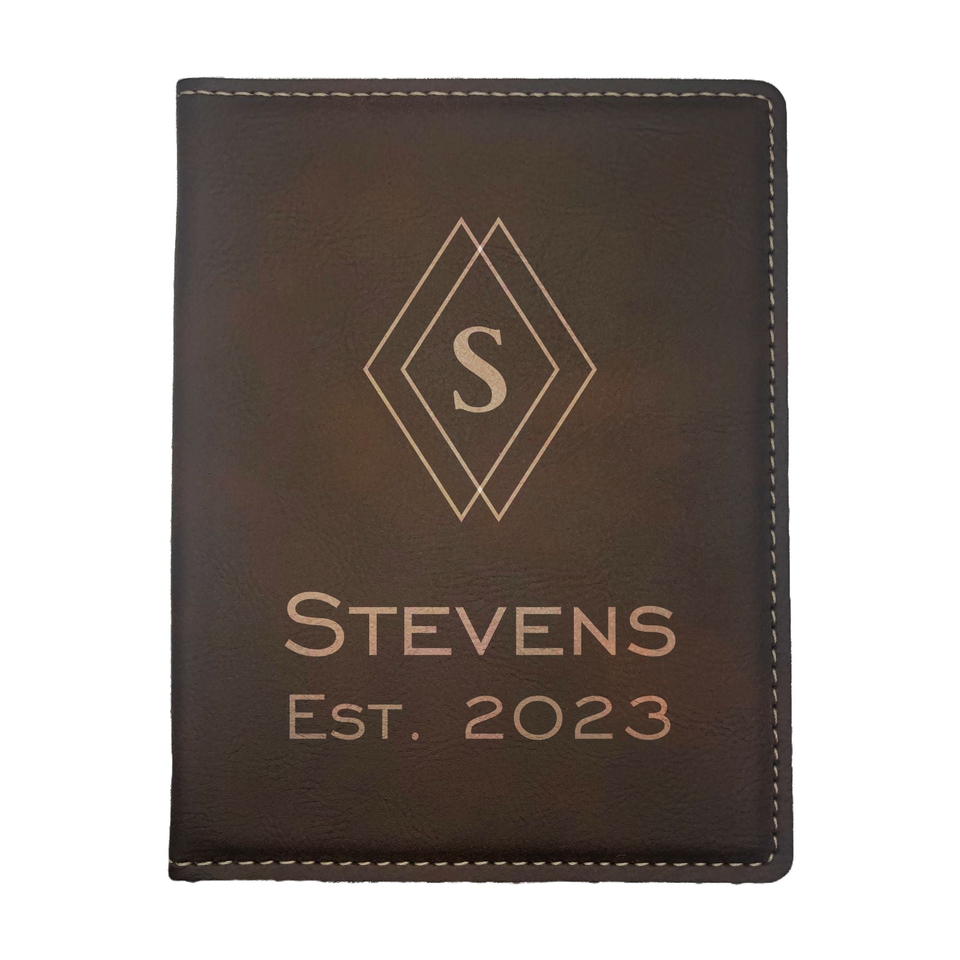 Personalized Engraved Leatherette Passport Holder, Diamond Design with Custom Text