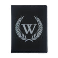 Personalized Engraved Leatherette Passport Holder, Floral Wreath with Initial