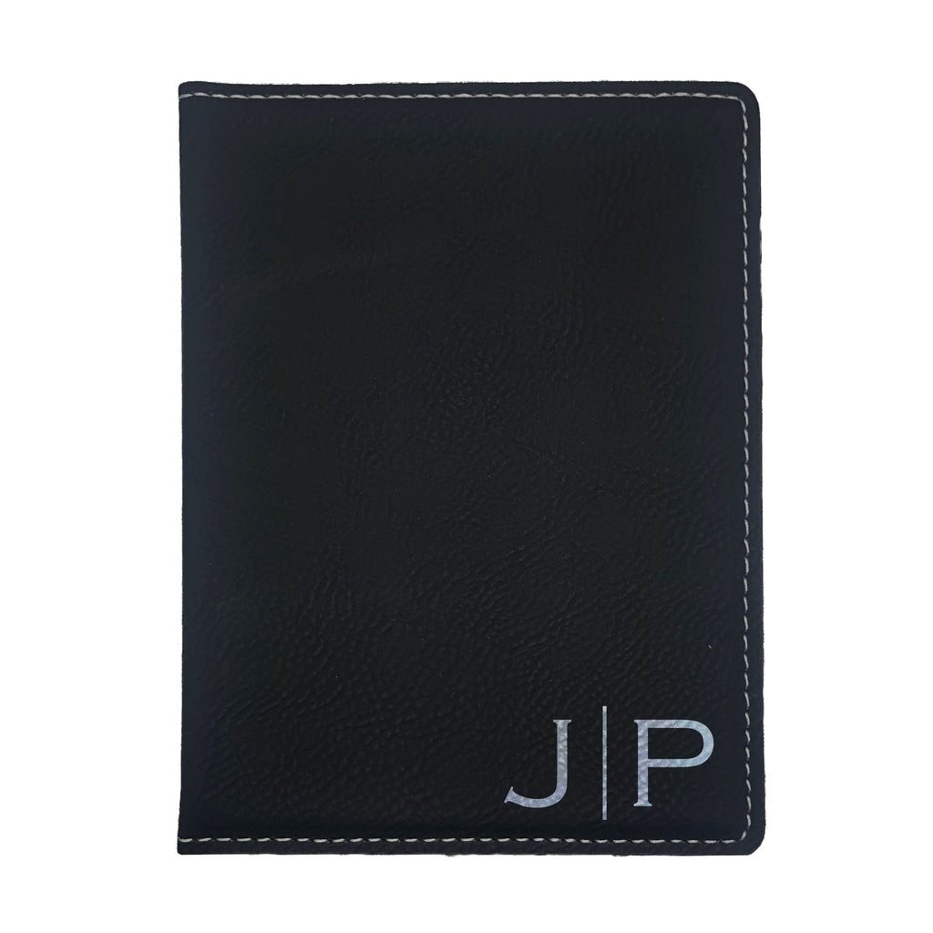 Personalized Engraved Leatherette Passport Holder, Custom Initials