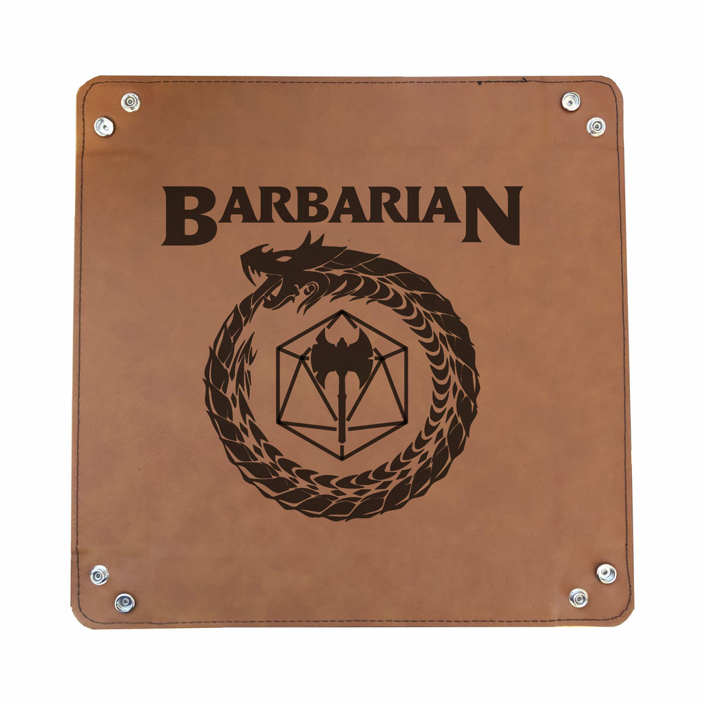 DND Dice Tray Barbarian Class Symbol with Dragon Engraved Leatherette Snap Tray, DND Gifts Dungeons Dragons