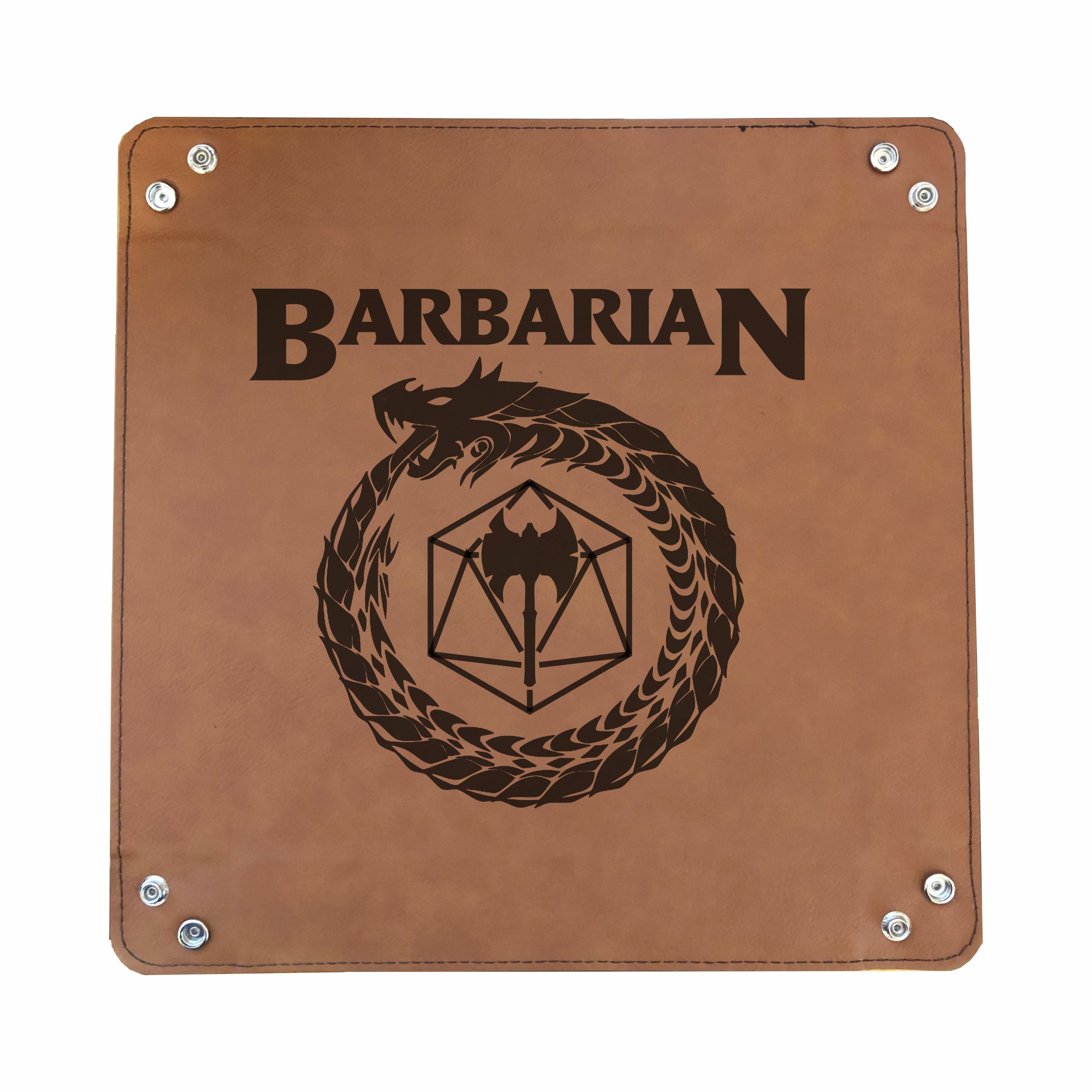 DND Dice Tray Barbarian Class Symbol with Dragon Engraved Leatherette Snap Tray, DND Gifts Dungeons Dragons