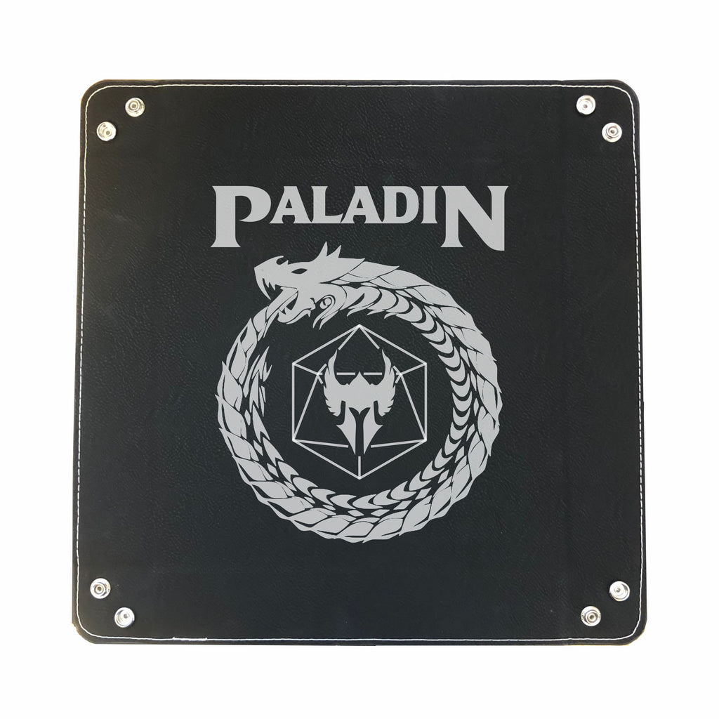 DND Dice Tray Paladin Class Symbol with Dragon Engraved Leatherette Snap Tray, DND Gifts Dungeons Dragons