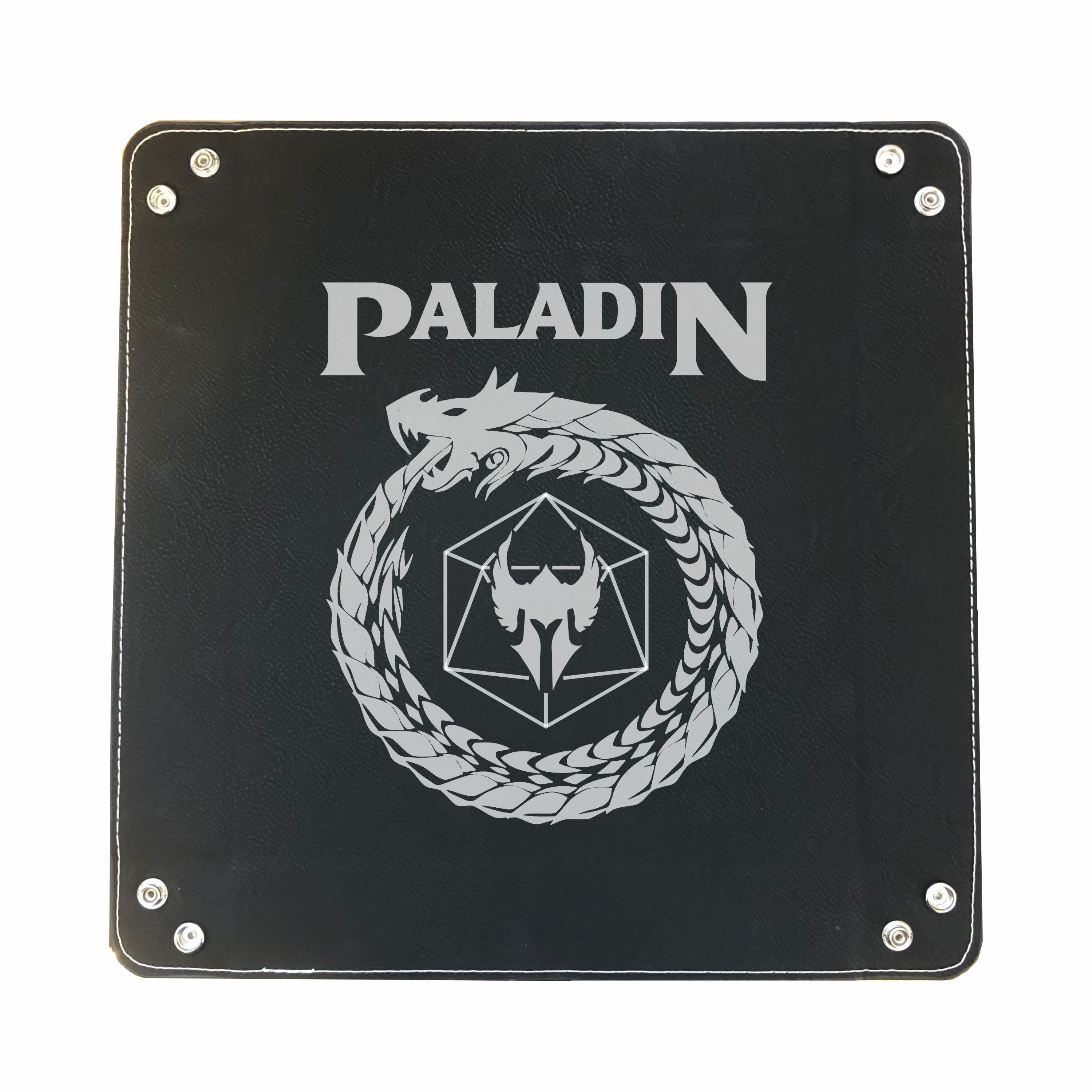 DND Dice Tray Paladin Class Symbol with Dragon Engraved Leatherette Snap Tray, DND Gifts Dungeons Dragons