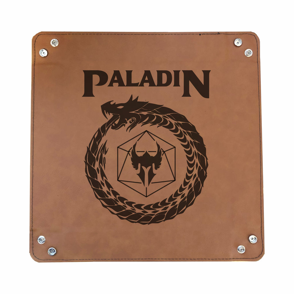 DND Dice Tray Paladin Class Symbol with Dragon Engraved Leatherette Snap Tray, DND Gifts Dungeons Dragons