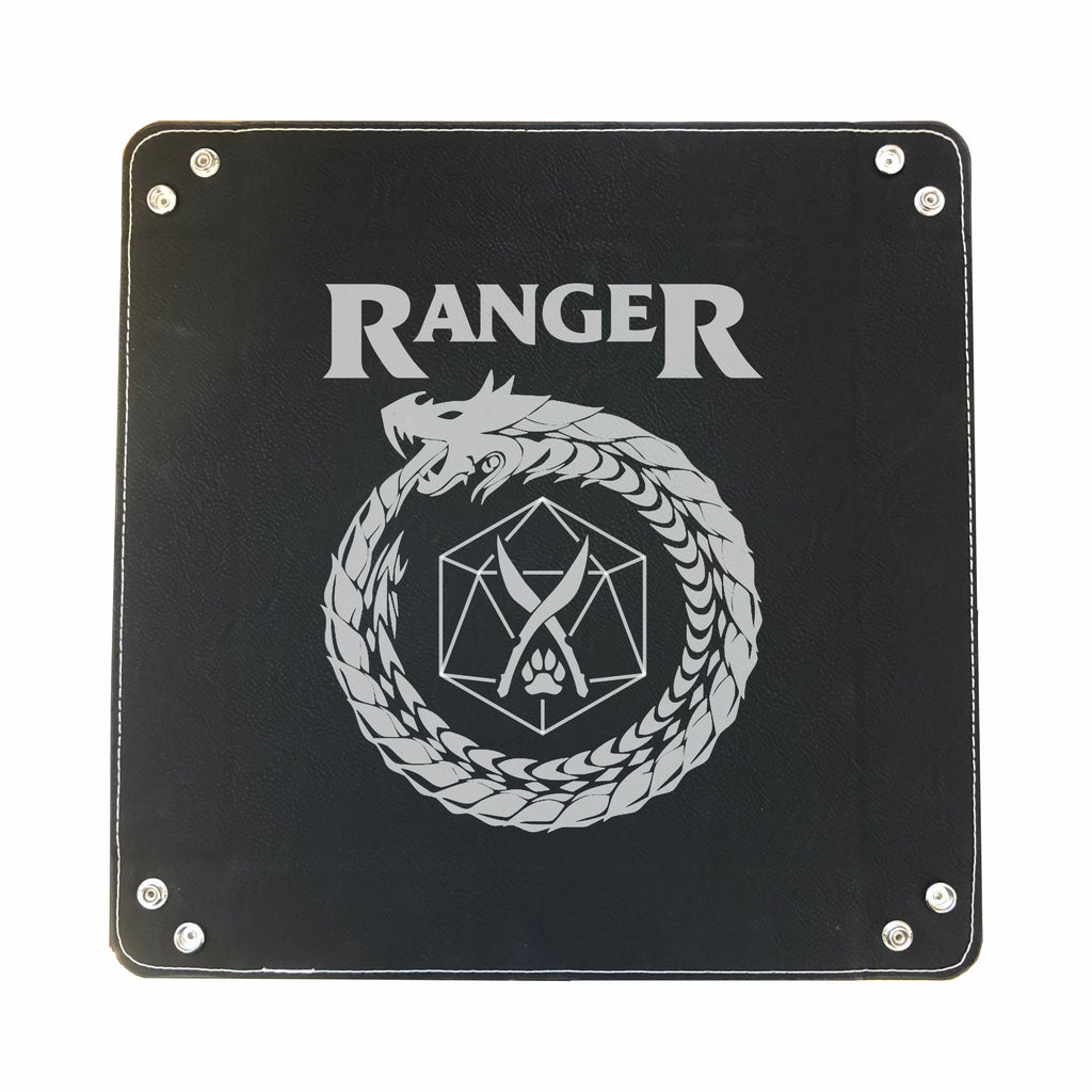 DND Dice Tray Ranger Class Symbol with Dragon Engraved Leatherette Snap Tray, DND Gifts Dungeons Dragons