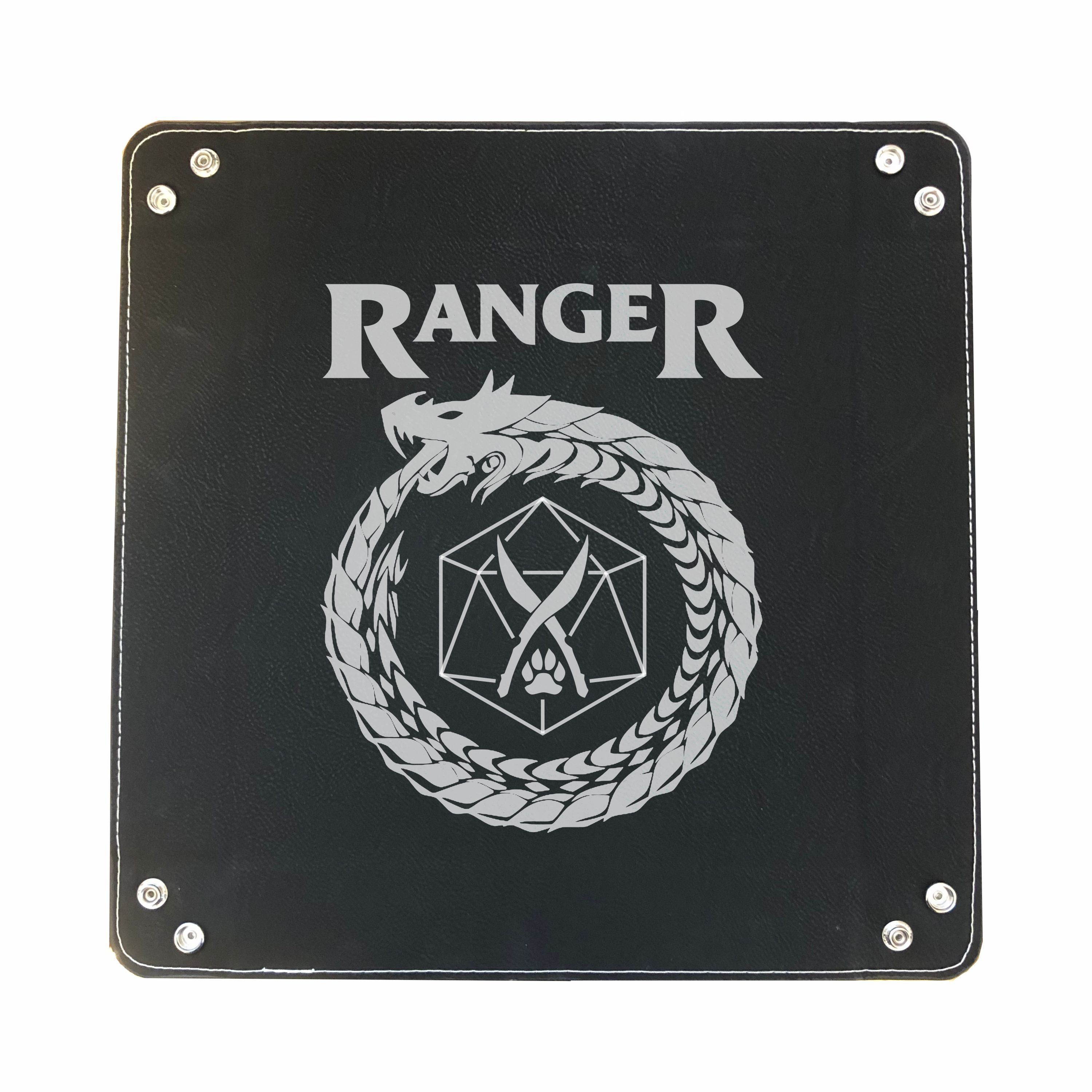 DND Dice Tray Ranger Class Symbol with Dragon Engraved Leatherette Snap Tray, DND Gifts Dungeons Dragons