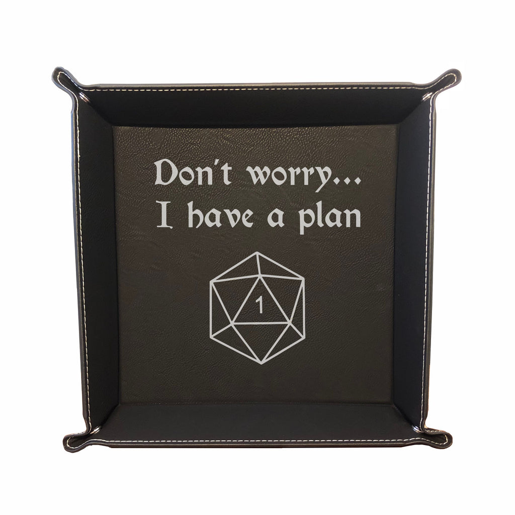 DND Dice Tray I have a plan Crit Fail Engraved Leatherette Snap Tray, DND Gifts Dungeons Dragons