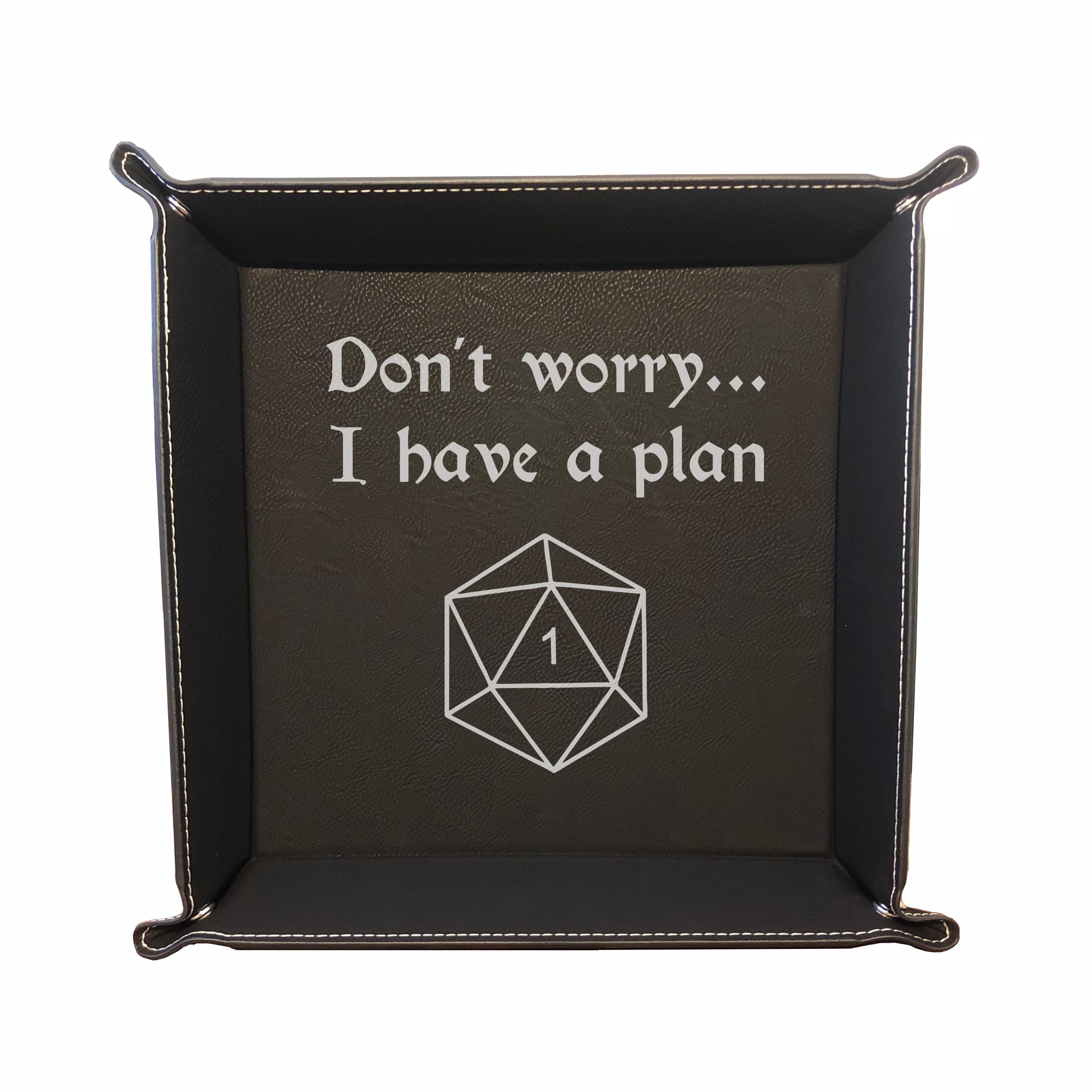 DND Dice Tray I have a plan Crit Fail Engraved Leatherette Snap Tray, DND Gifts Dungeons Dragons